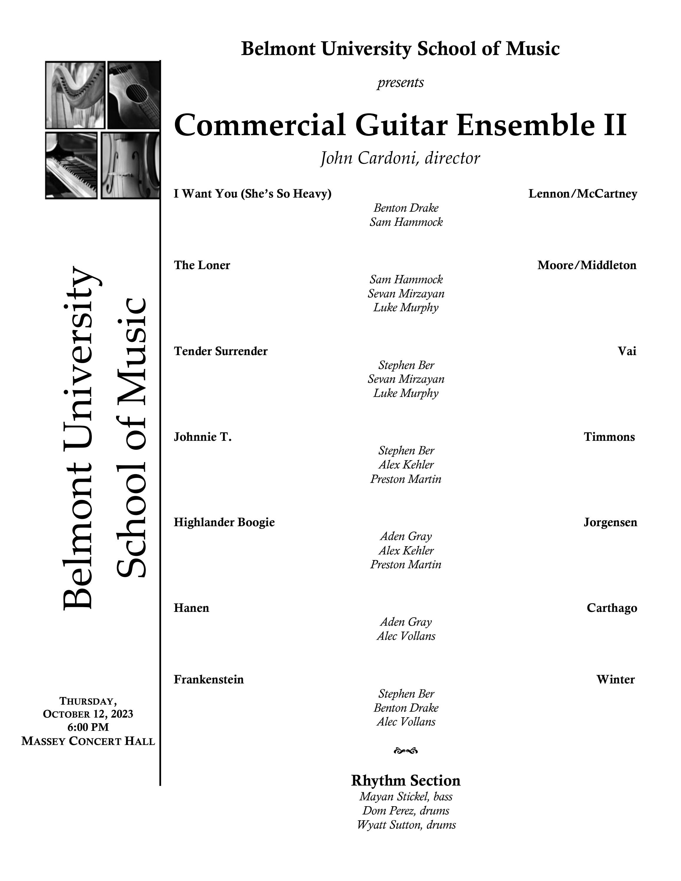 Commercial Guitar Ensemble II 10.12.13 by Belmont University - Issuu