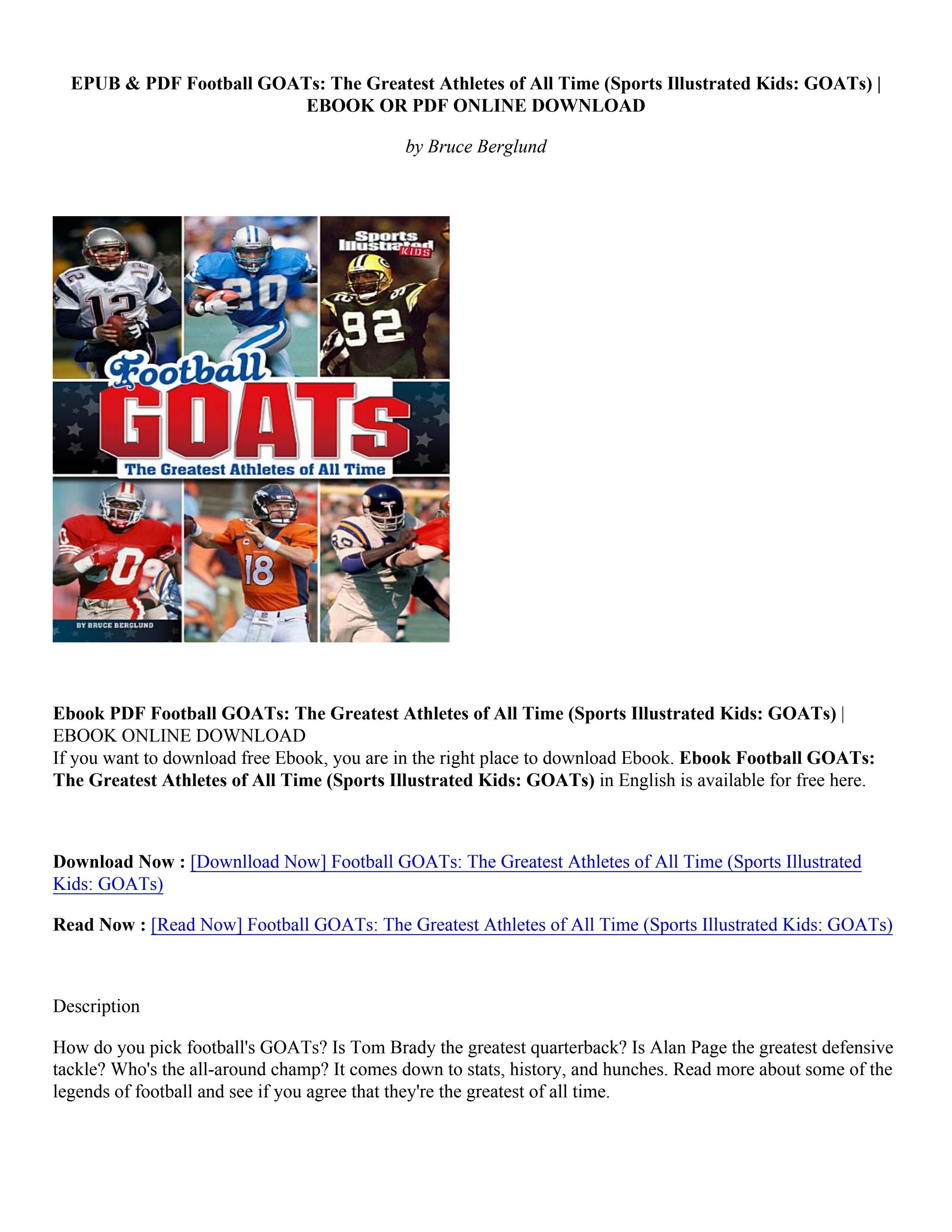 [PDF/ePub] Football GOATs The Greatest Athletes of All Time (Sports