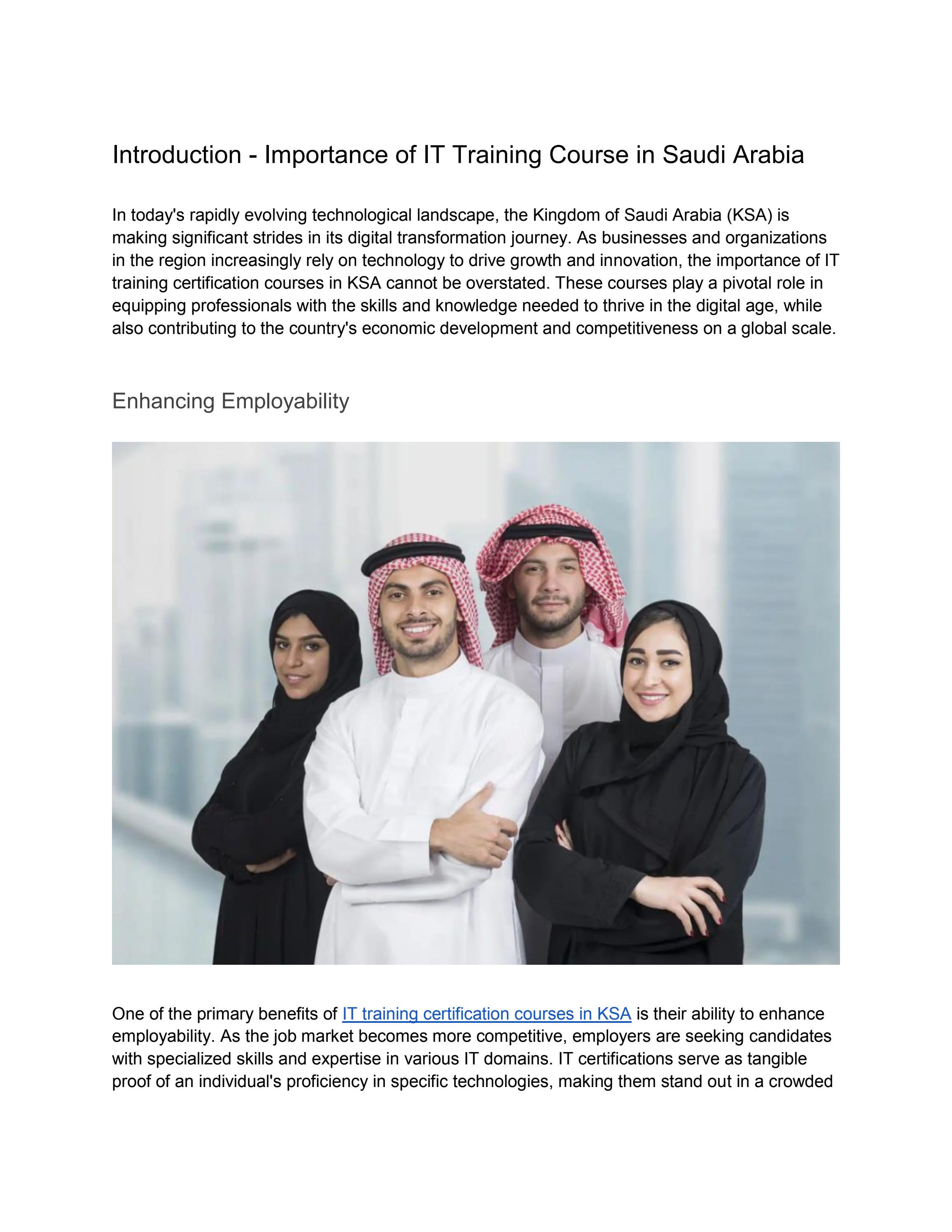 The Importance of IT Training Certification Courses in KSA by IT