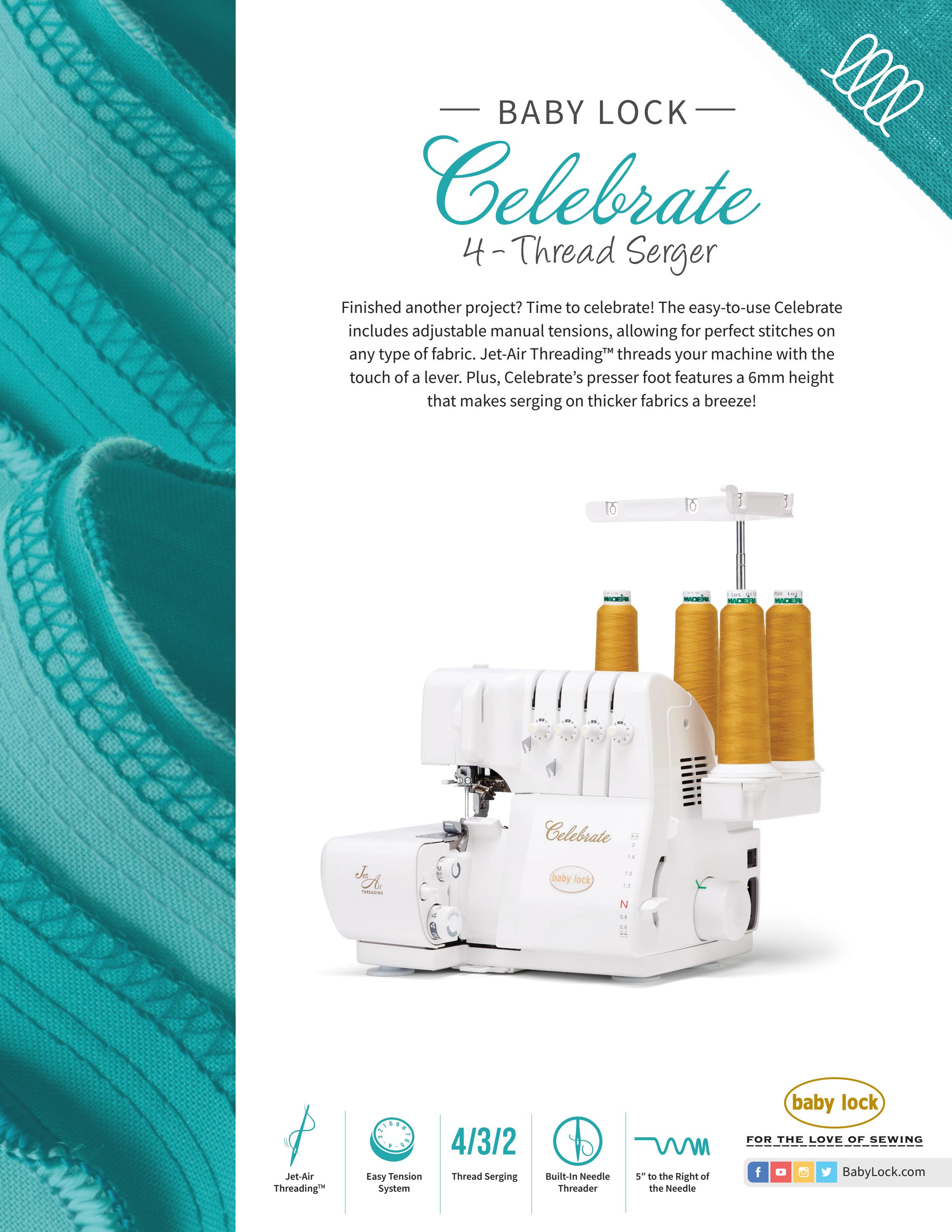 Baby Lock Celebrate Spec Sheet by babylocksewing Issuu