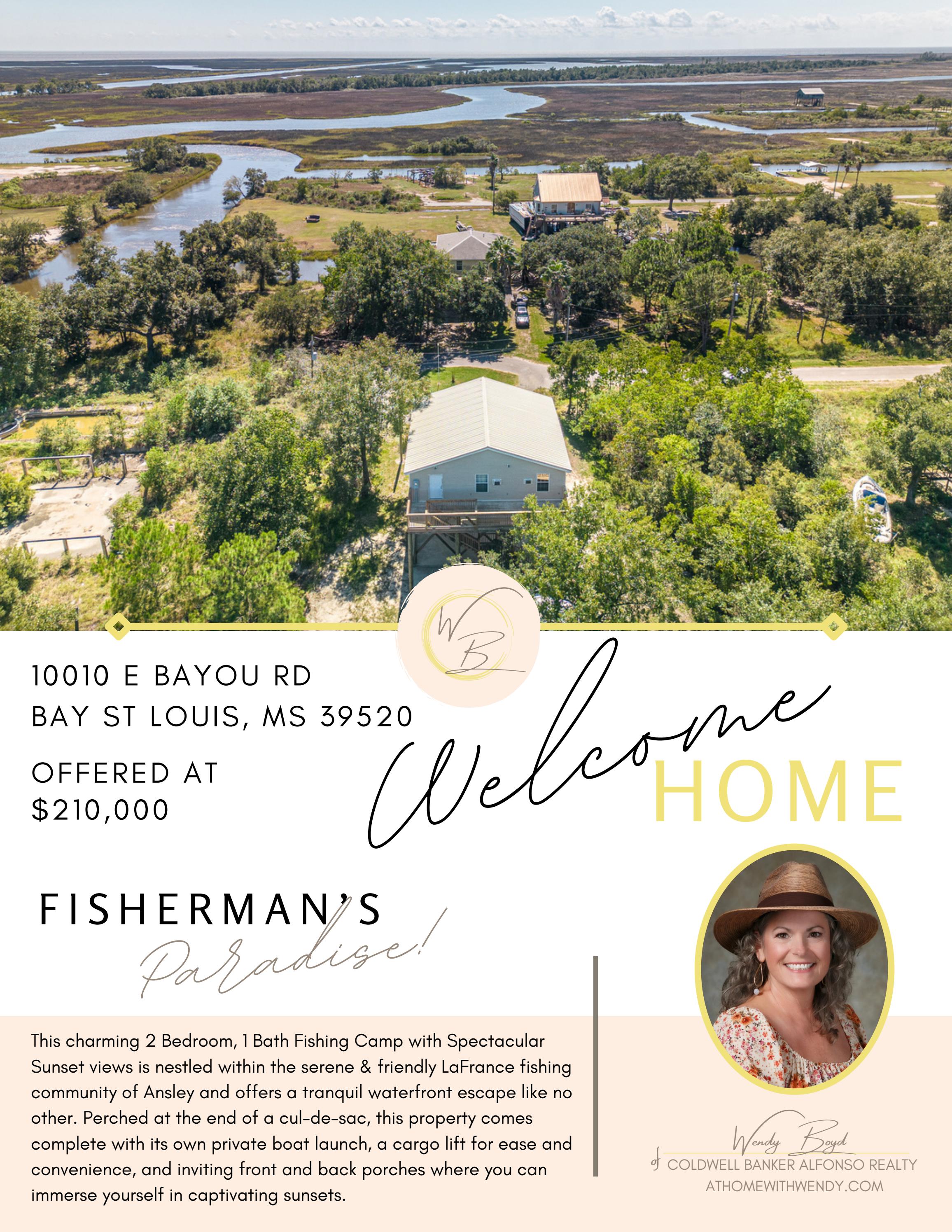 Waterfront Fish Camp for Sale at 10010 E Bayou Rd, Bay St Louis by