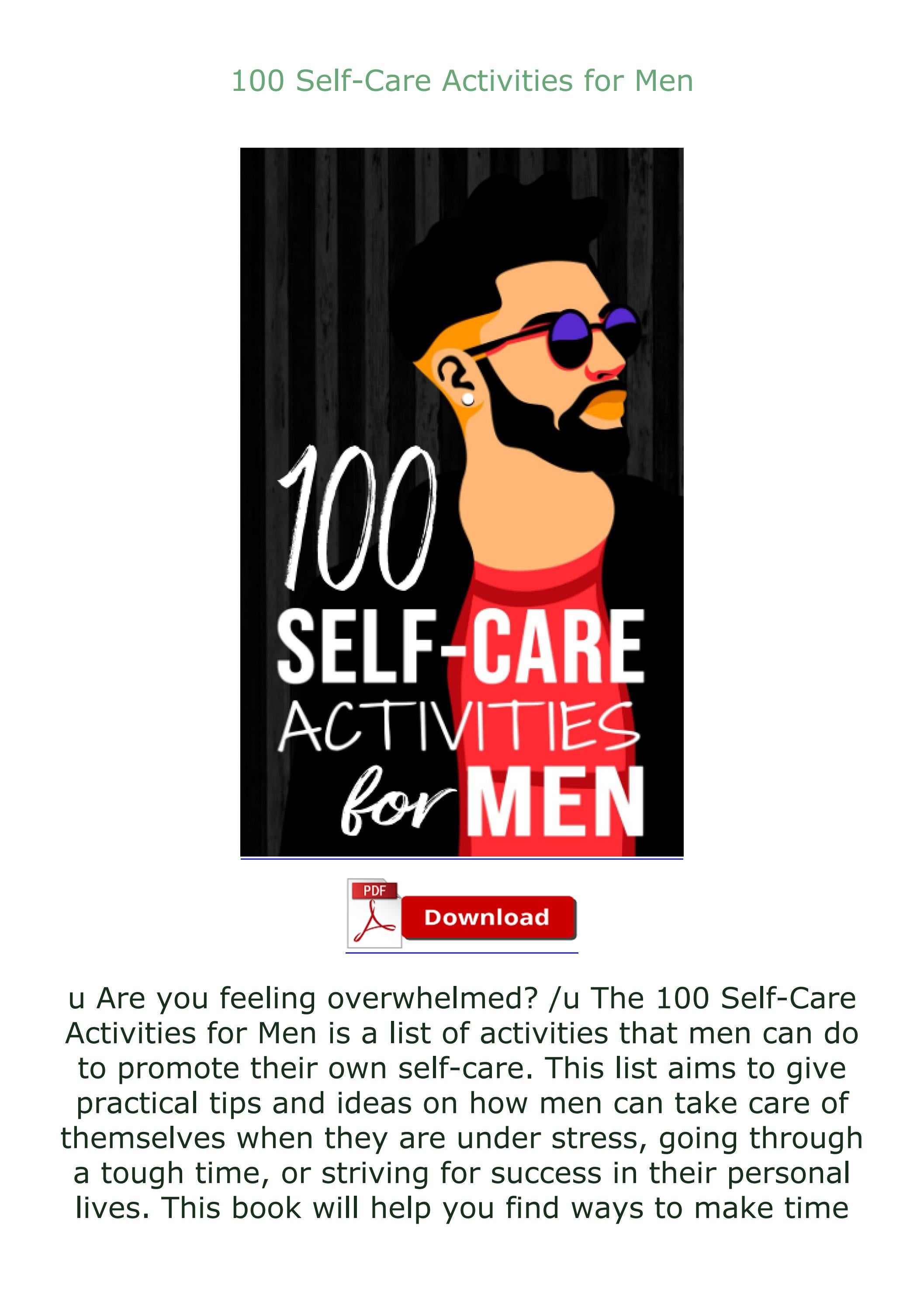 PDF 100 SelfCare Activities for Men by madilyngilbert Issuu