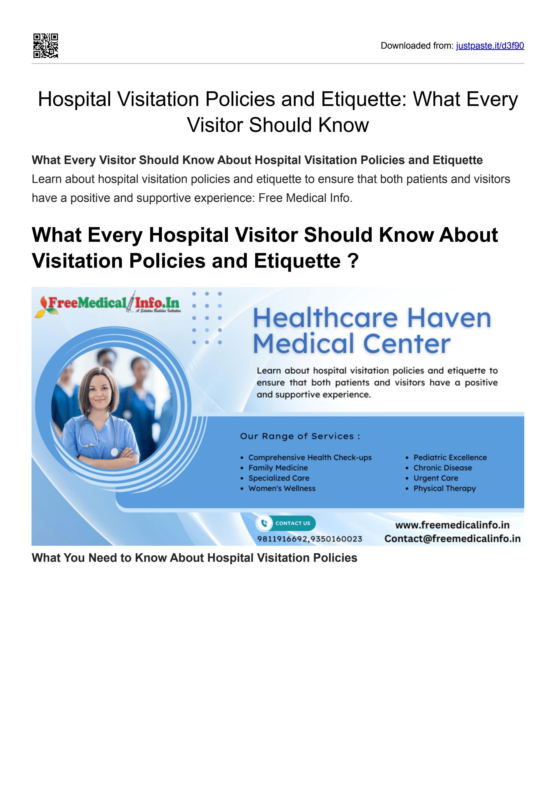 What Every Visitor Should Know About Hospital Visitation Policies and