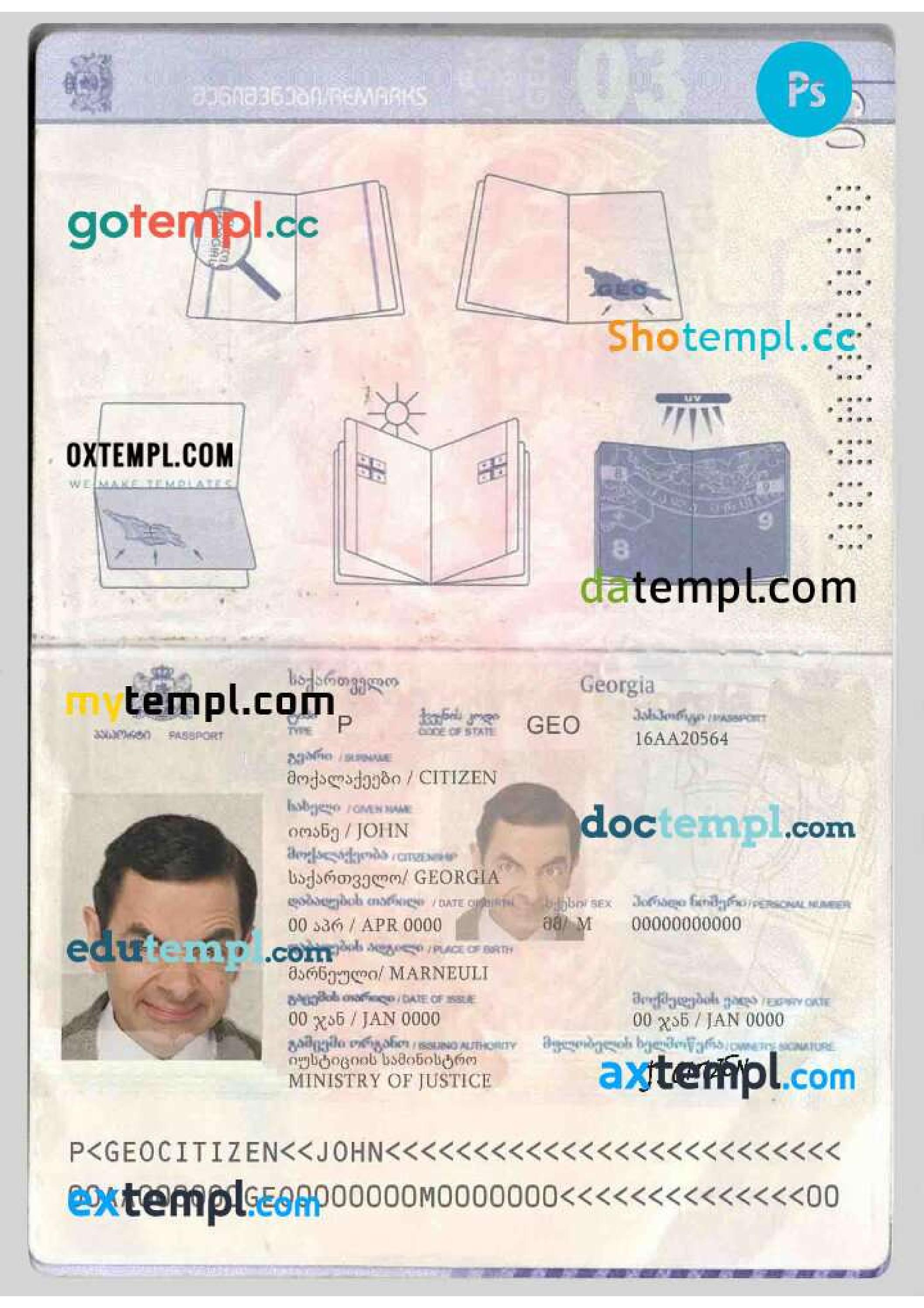 Georgia Passport Template In PSD Format Fully Editable By Oxpassport