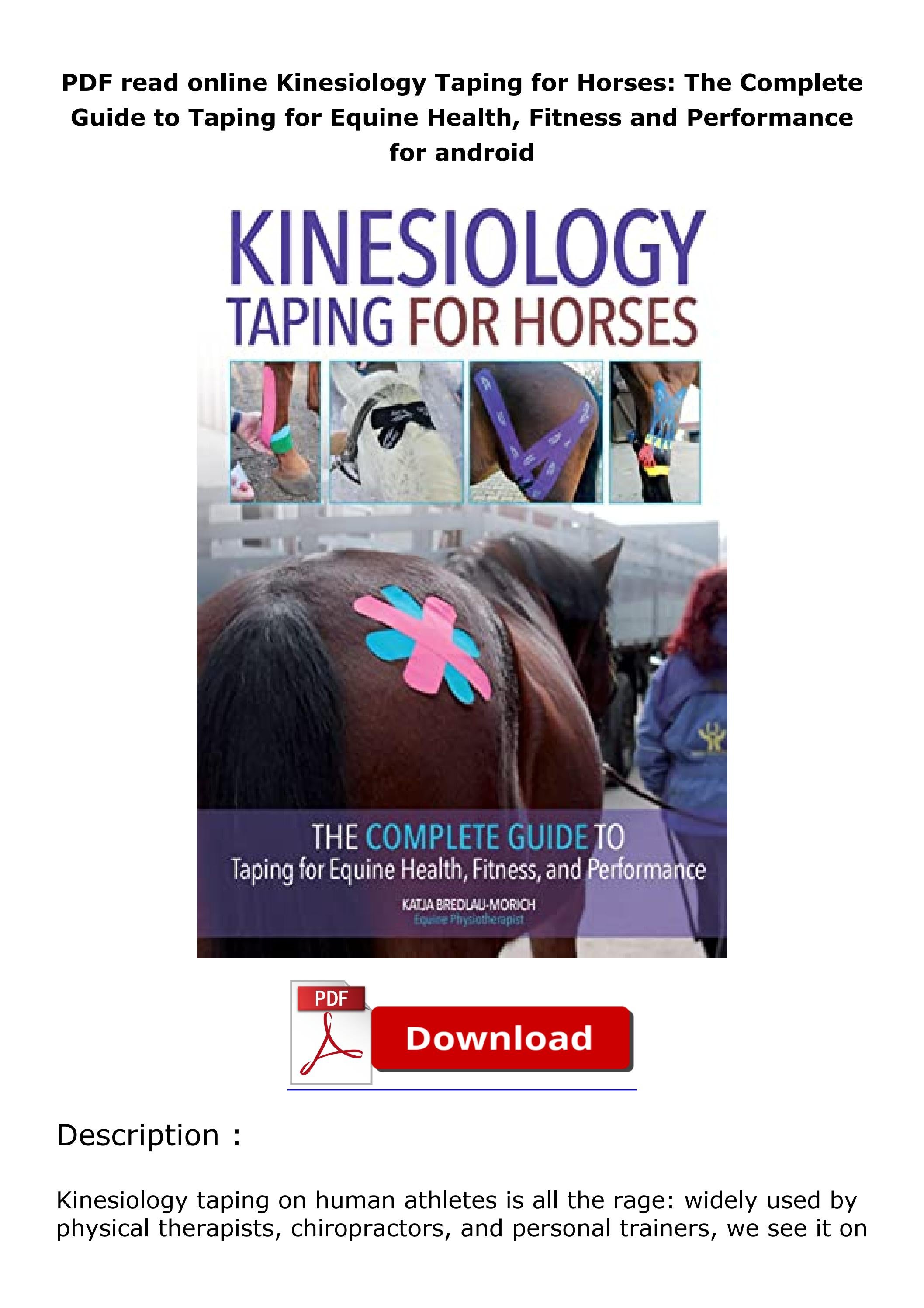 PDF read online Kinesiology Taping for Horses The Complete Guide to