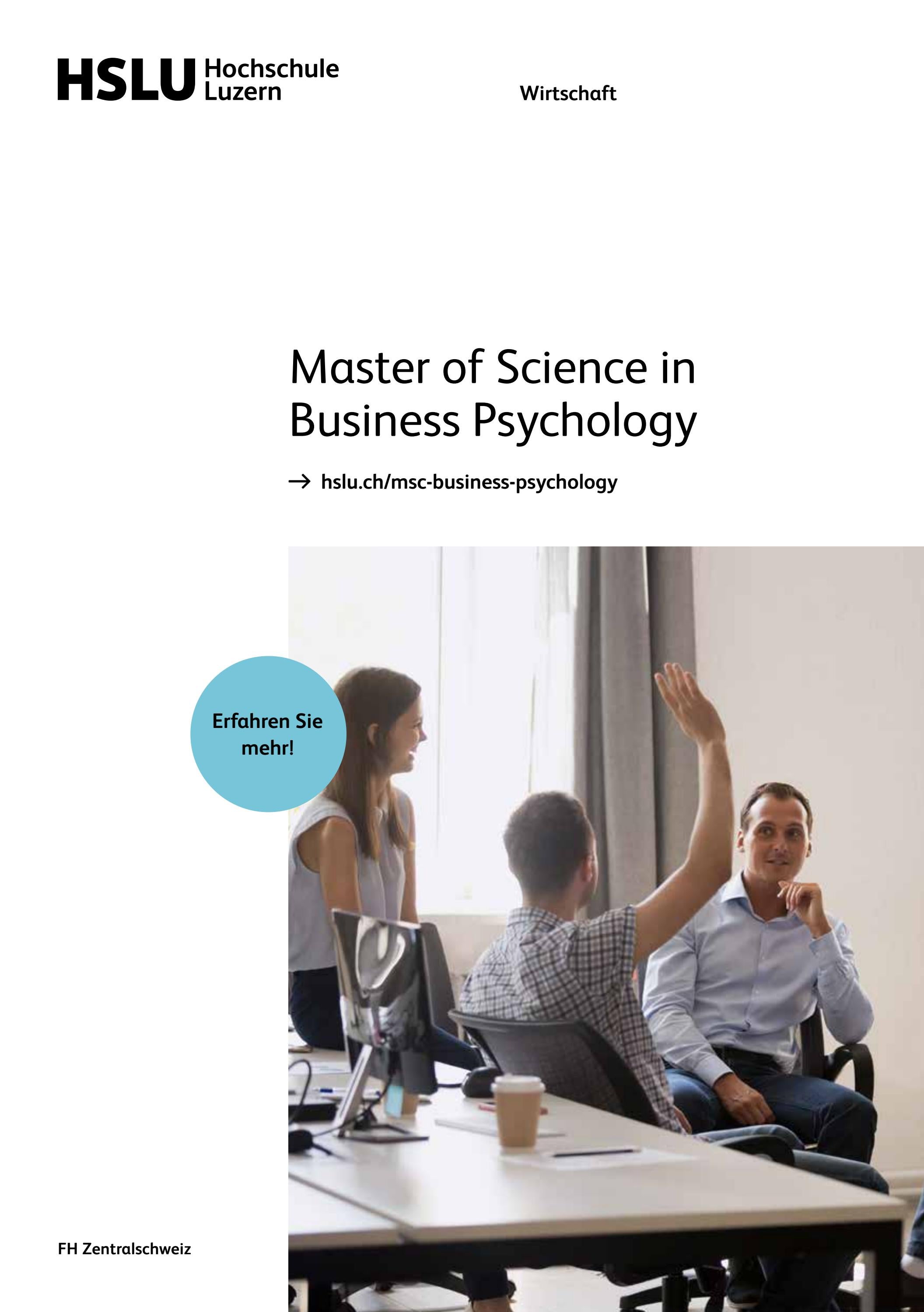 Studiengangflyer Master of Science in Business Psychology by Hochschule