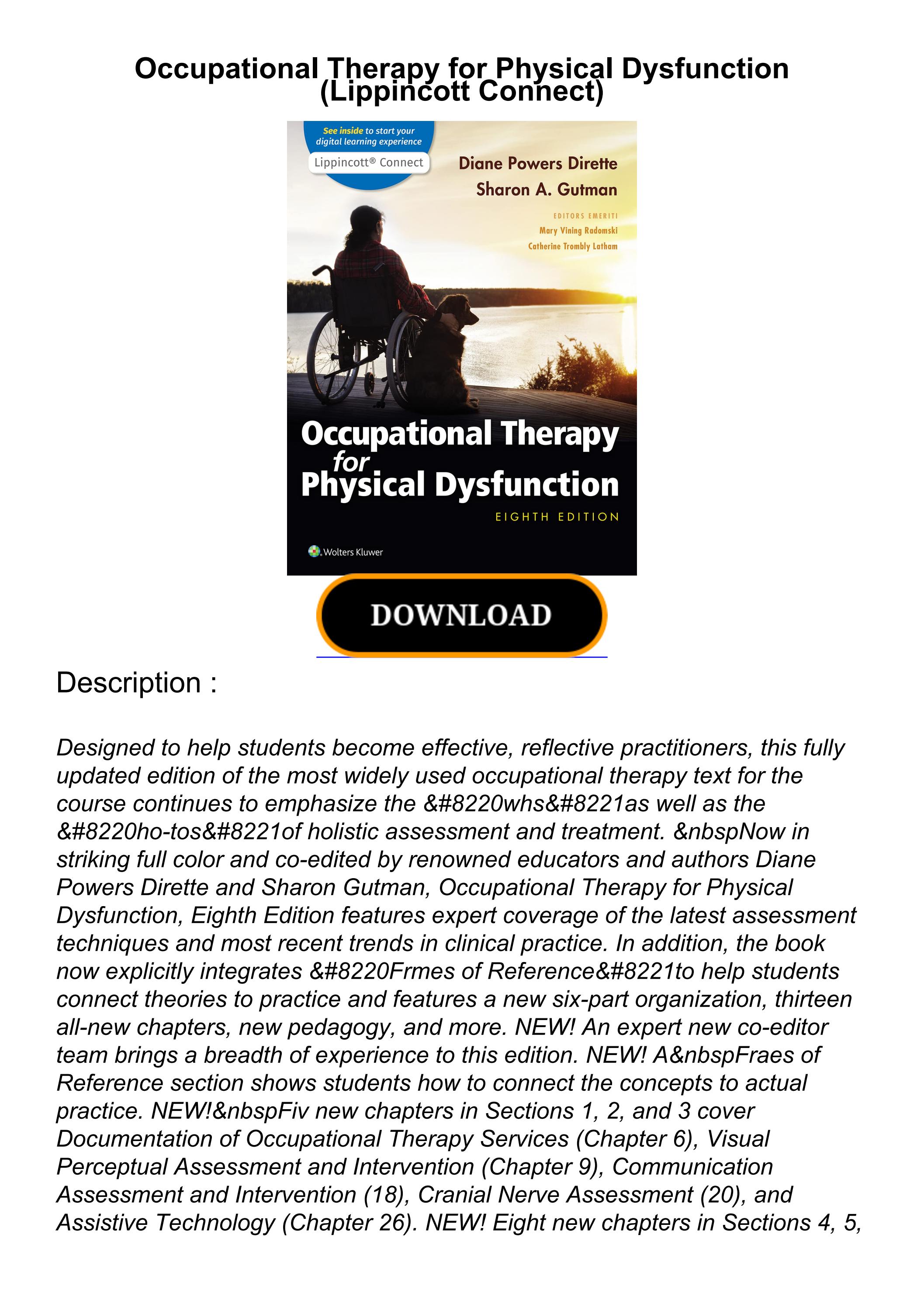 PDF/READ/DOWNLOAD Occupational Therapy for Physical Dysfunction