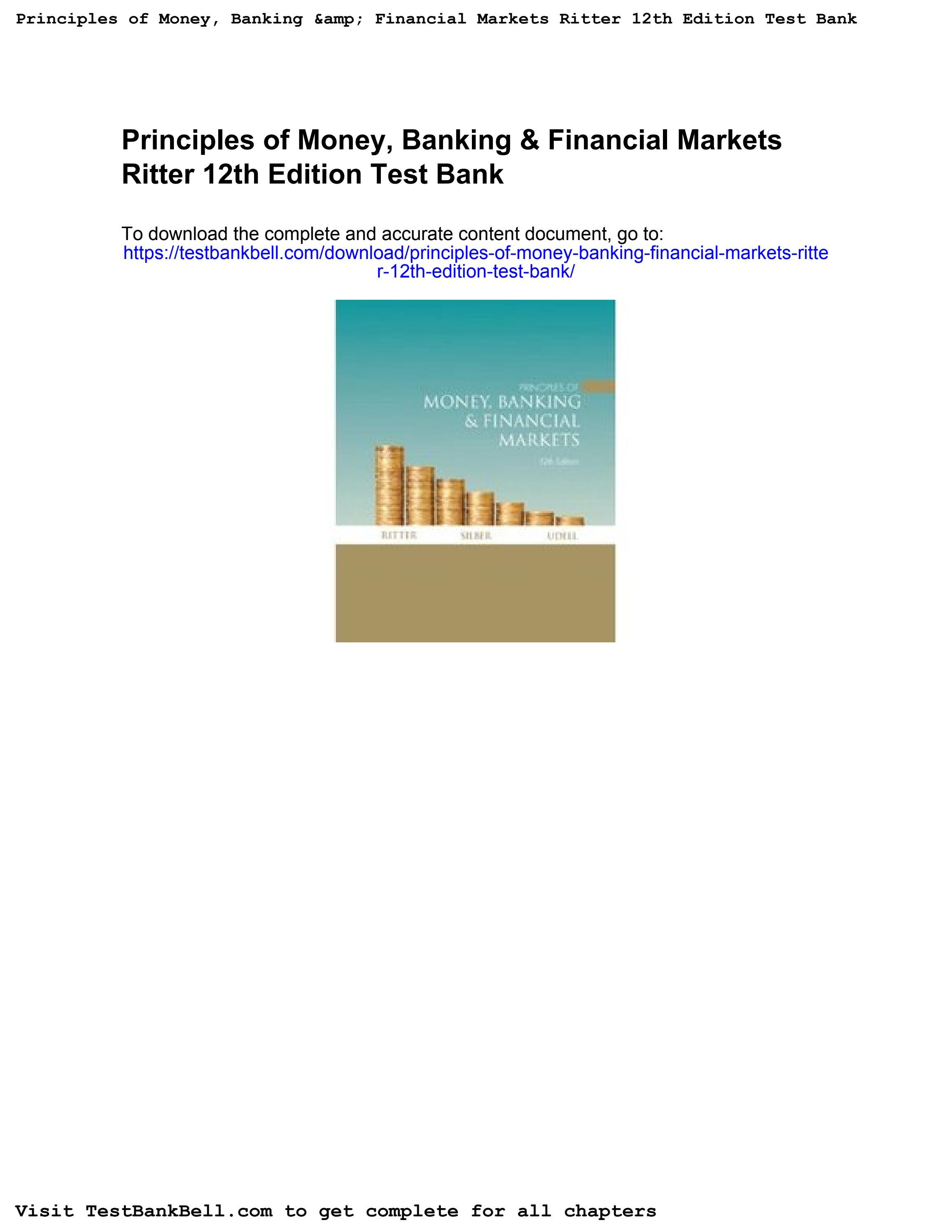 Download_principles of money banking financial markets ritter 12th edition test bank by dan