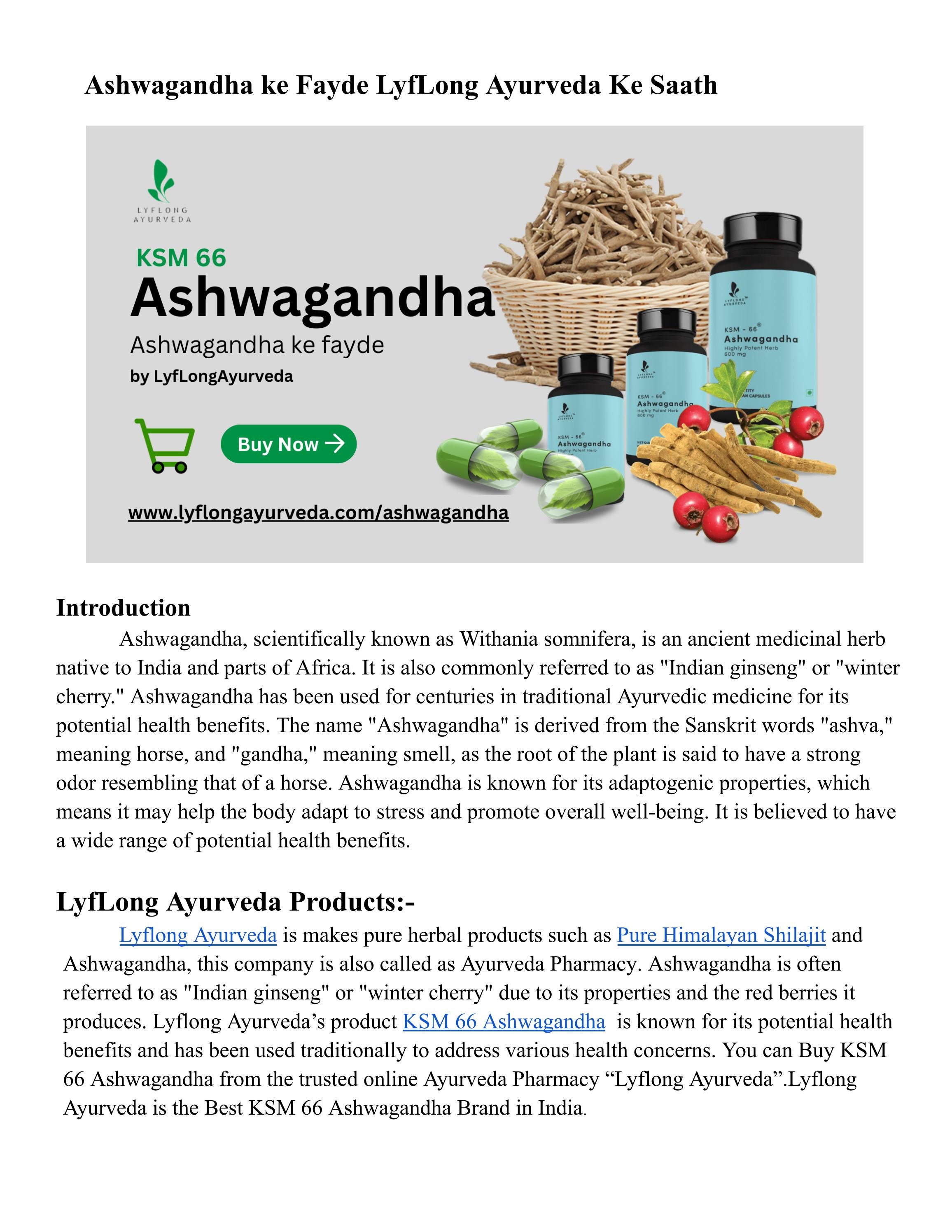 Ashwagandha ke Fayde LyfLong Ayurveda Ke Saath by LyfLong Ayurveda Issuu