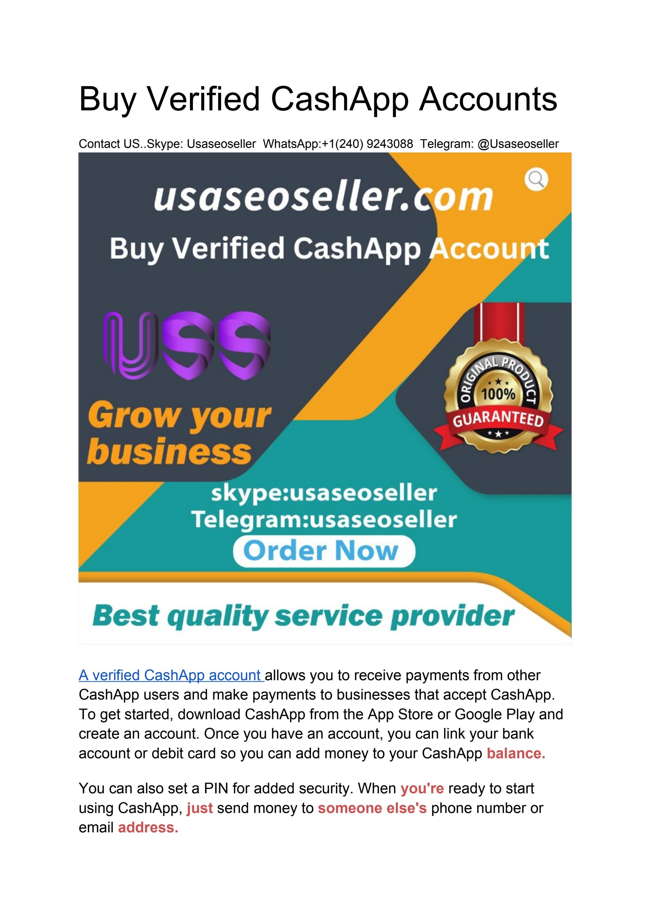 Buy Verified CashApp Accounts by usaseoseller433 - Issuu