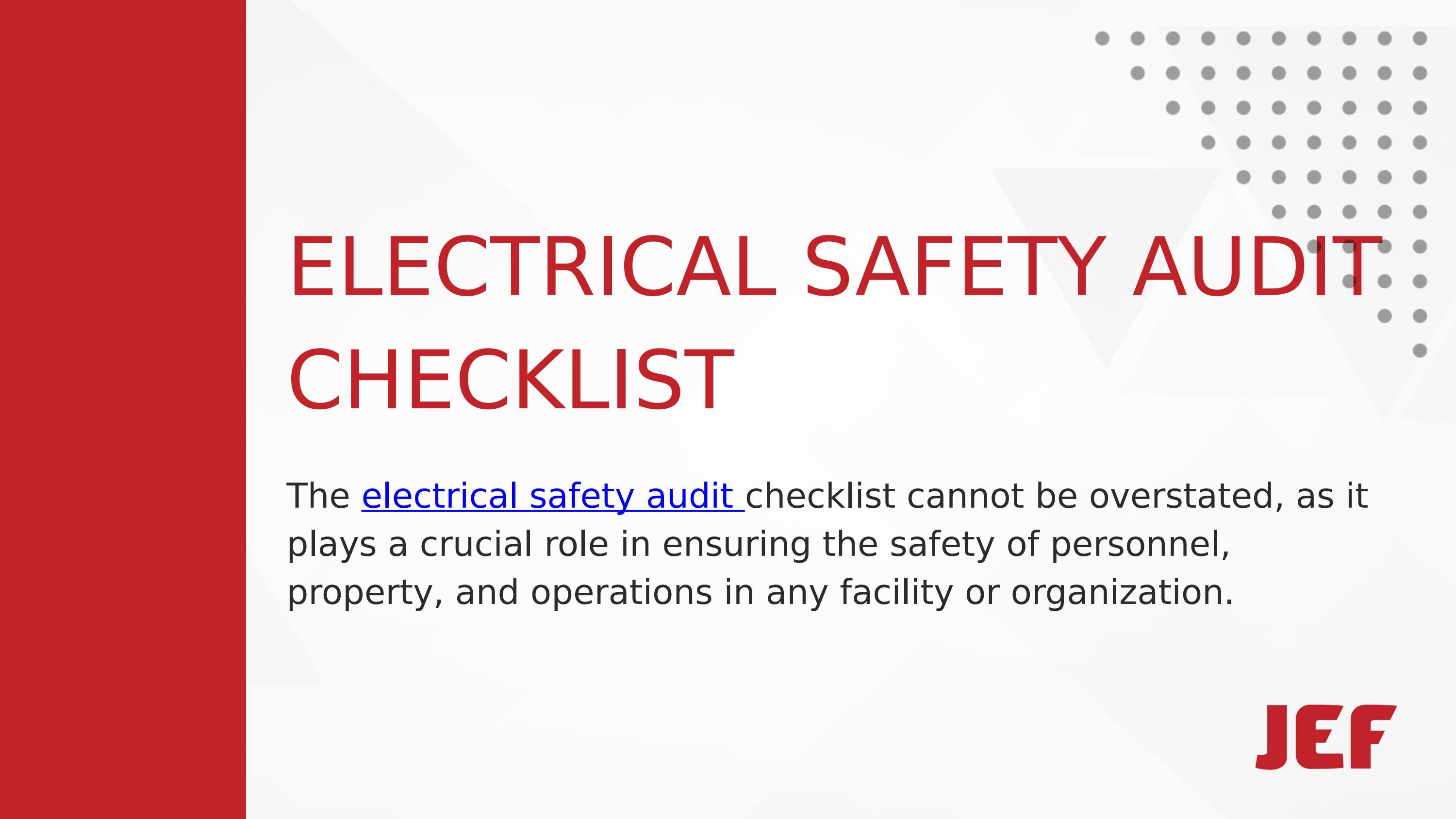 Electrical Safety Audit Checklist by JEF Techno Issuu