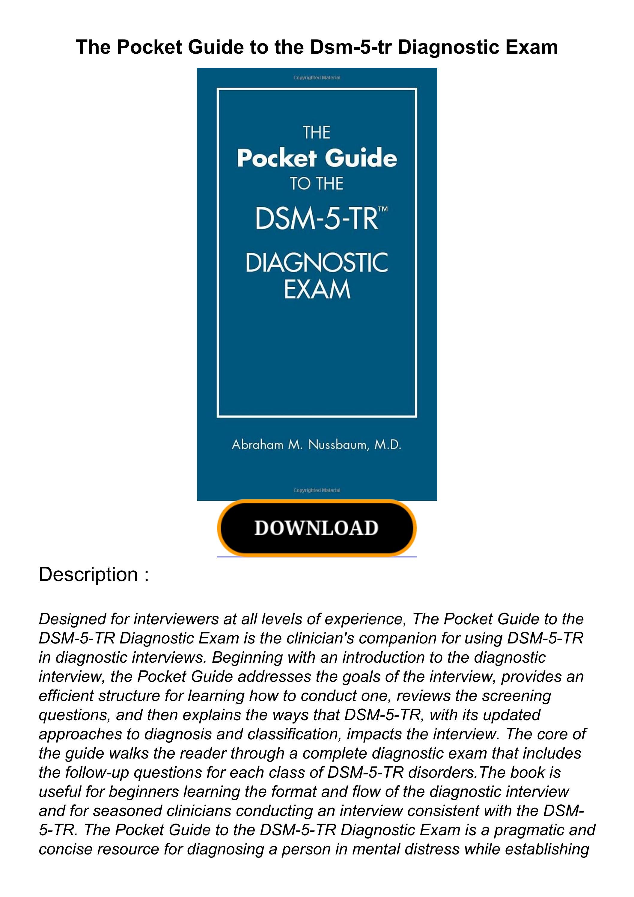 Read ebook [PDF] The Pocket Guide to the Dsm5tr Diagnostic Exam by abrambrowning Issuu