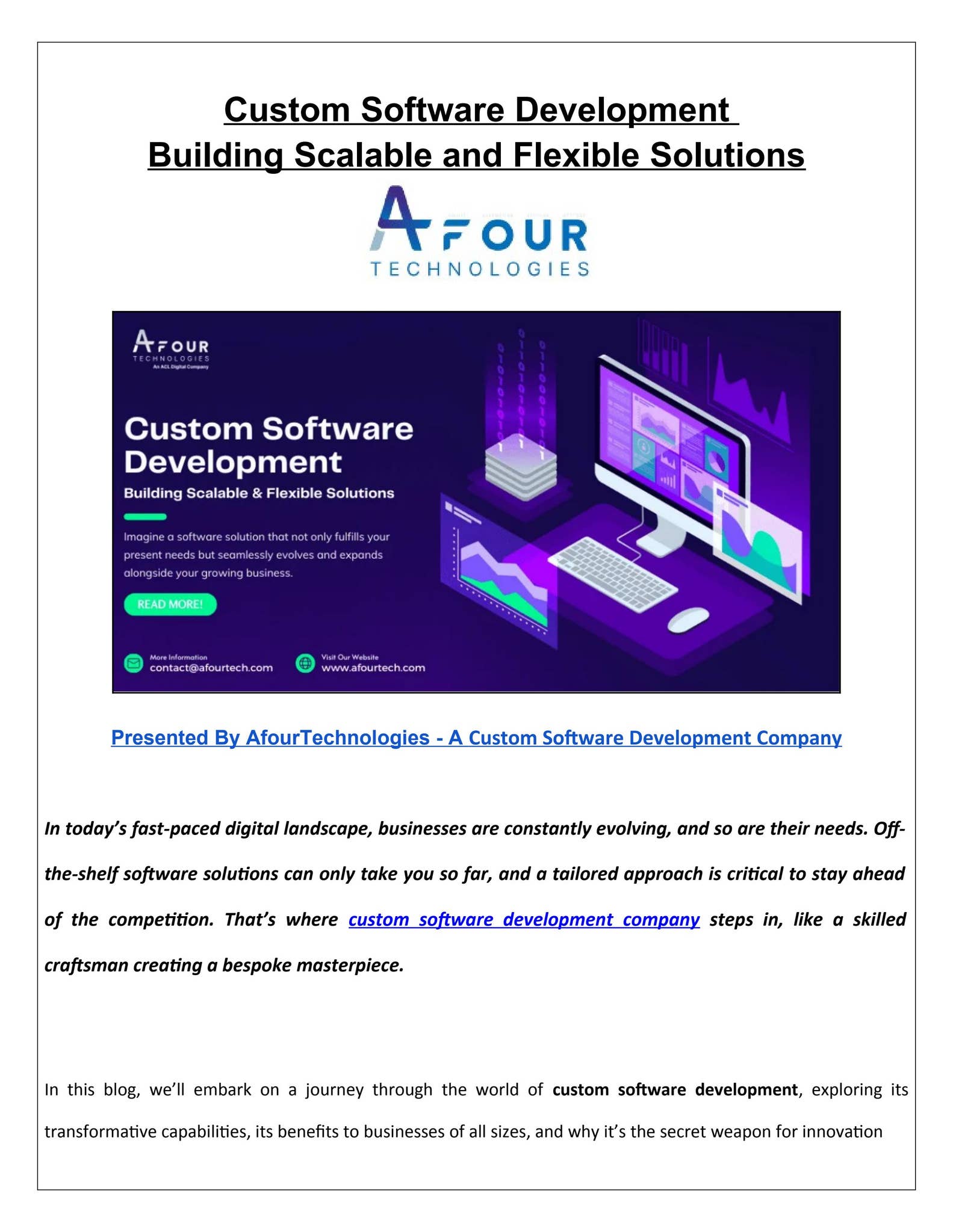 Custom Software Development Building Scalable and Flexible Solutions by ...