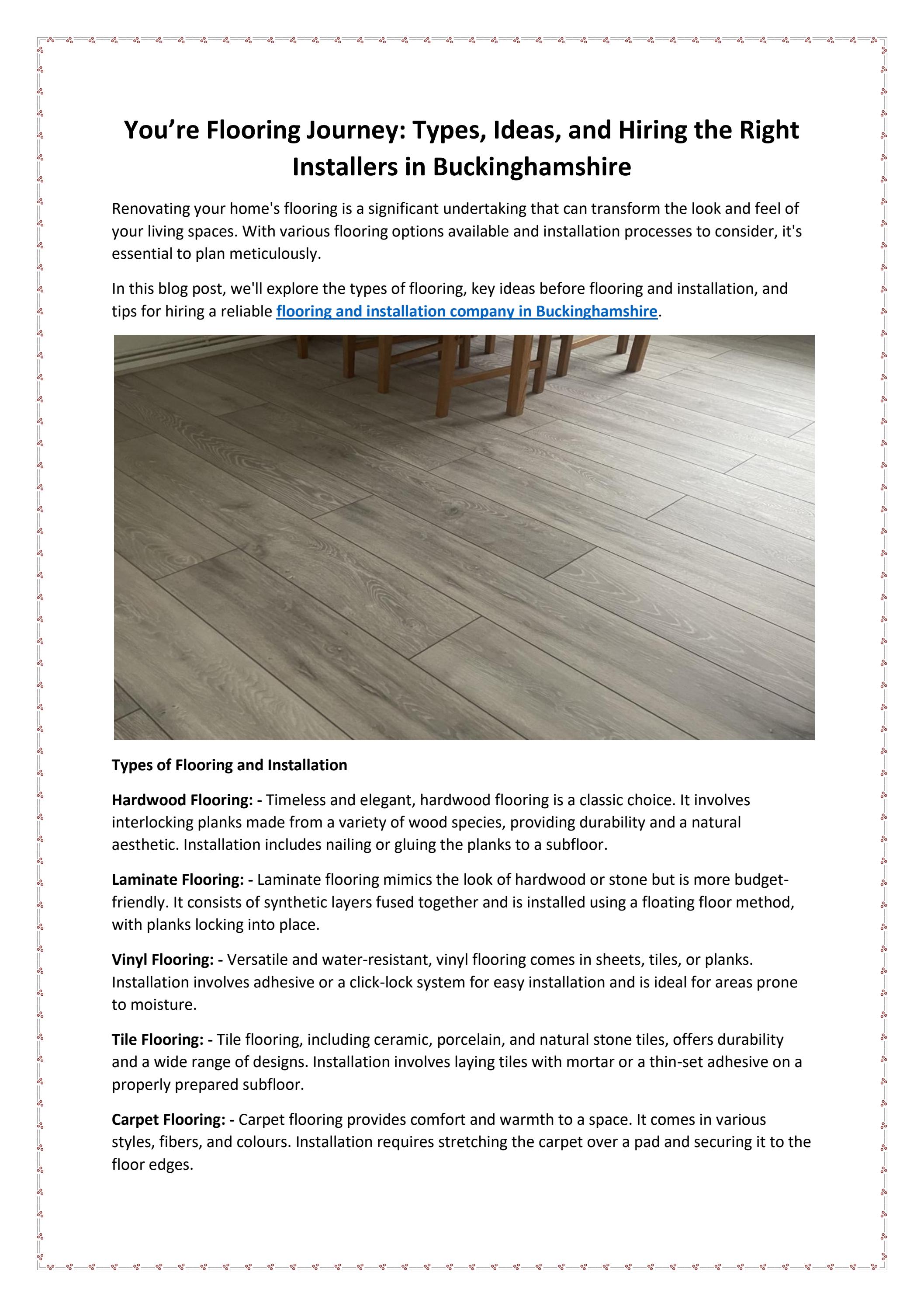 Your Flooring Journey Types, Ideas, and Hiring the Right Installers in