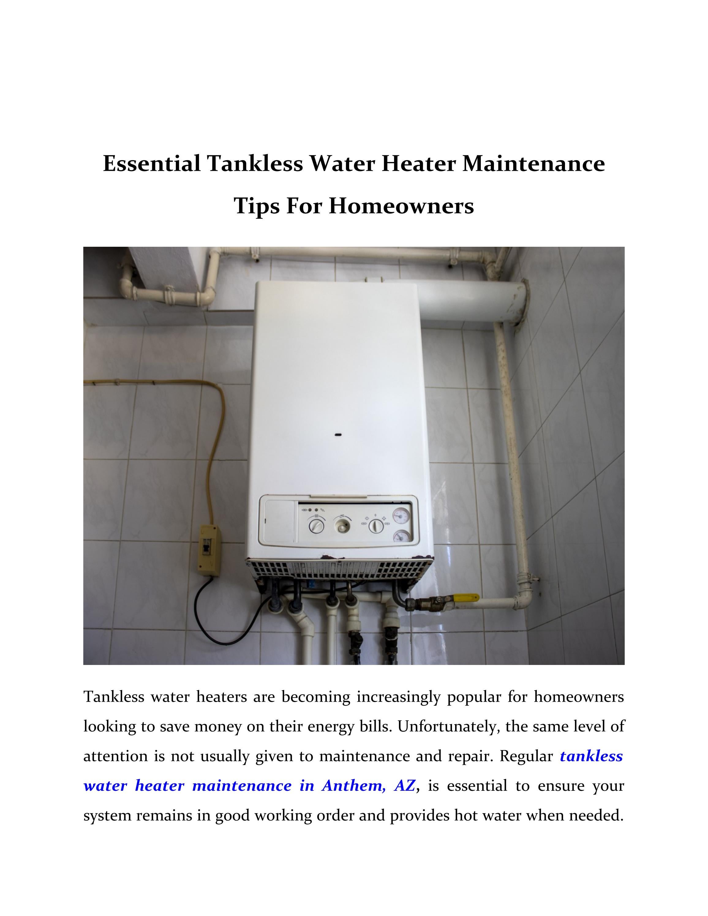 Essential Tankless Water Heater Maintenance Tips For Homeowners by