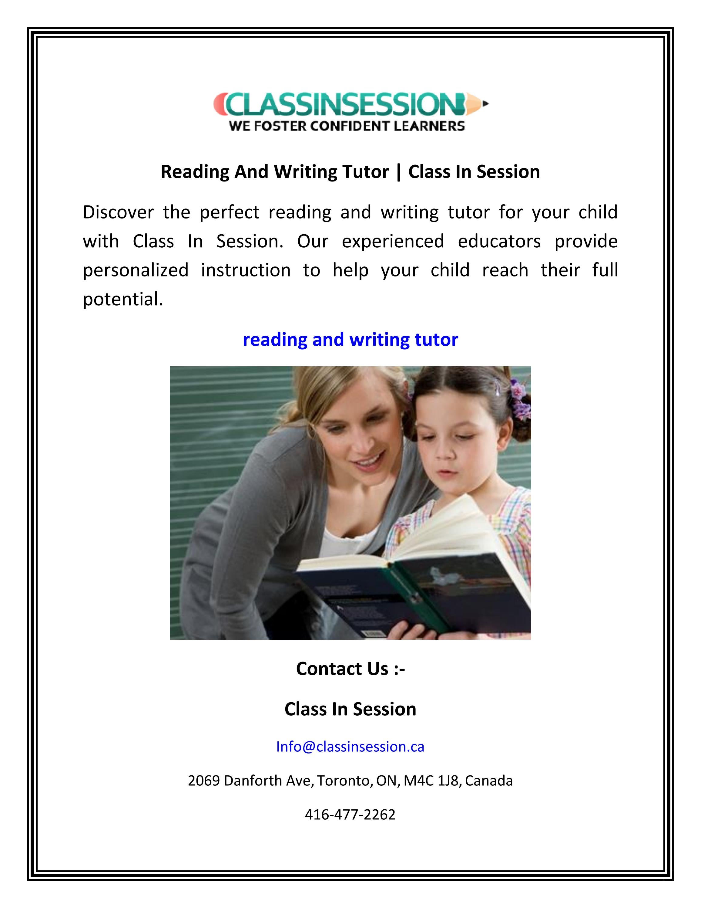 Reading And Writing Tutor Class In Session by classinsession Issuu