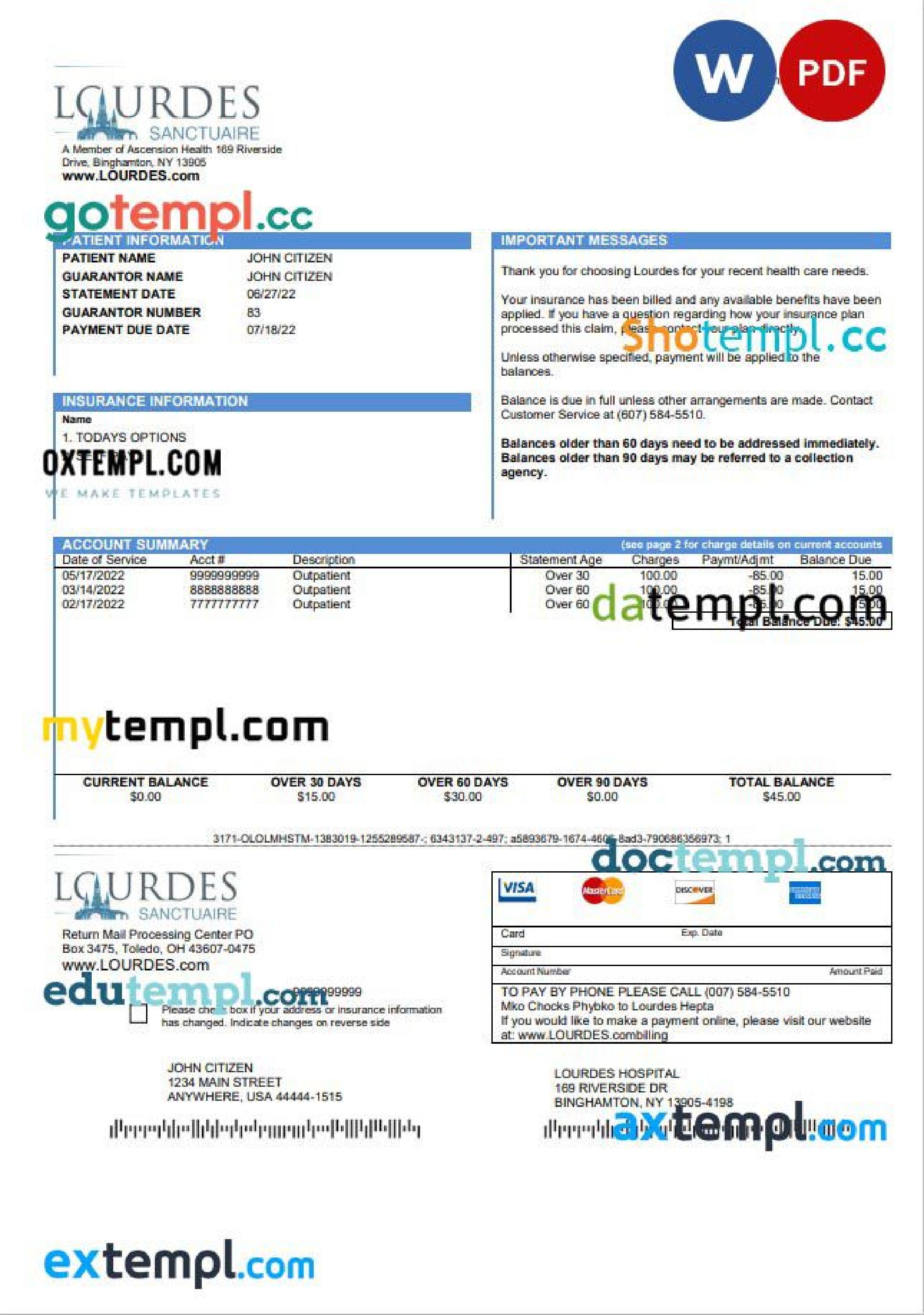 USA Lourdes utility bill template in Word and PDF format by myybill Issuu