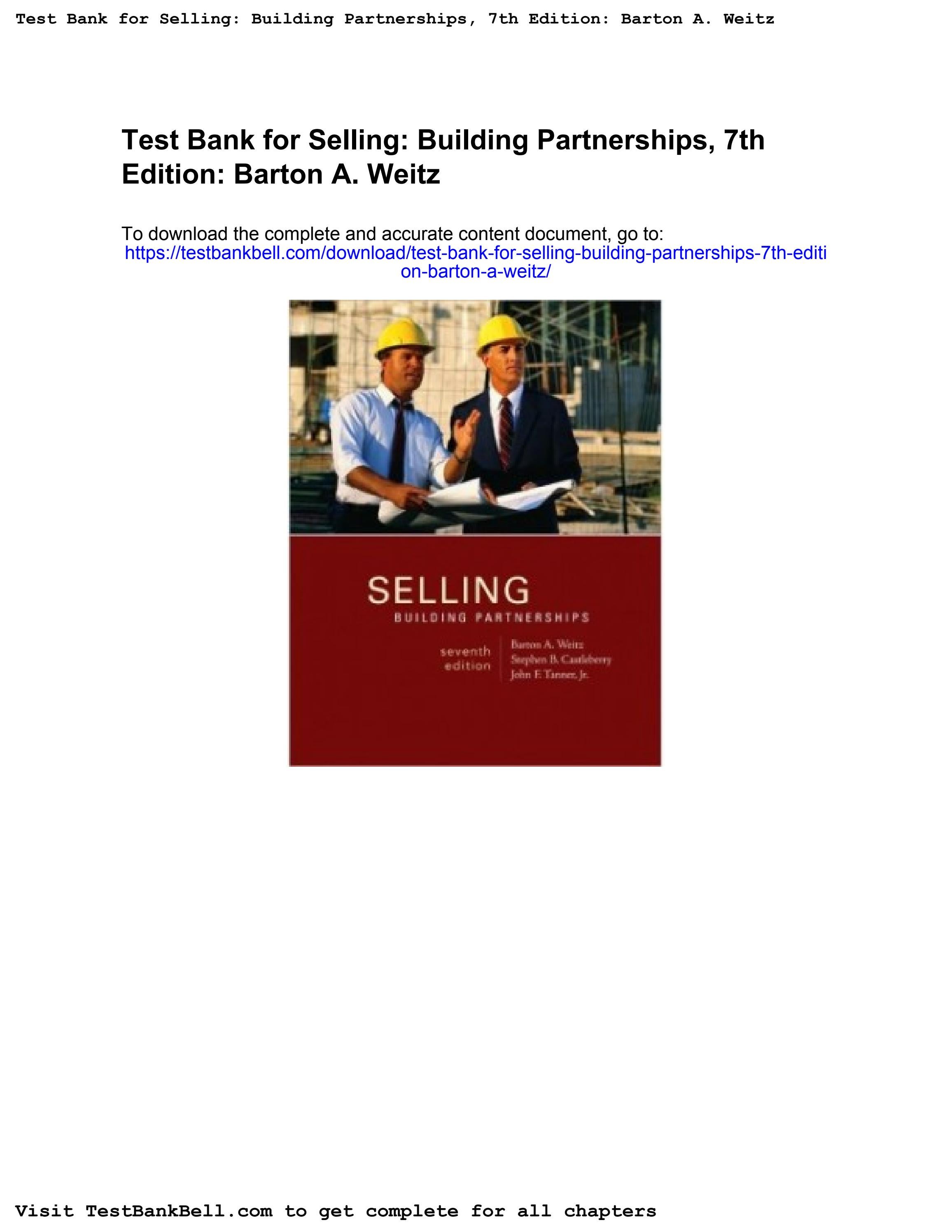 Test bank for selling building partnerships 7th edition barton a weitz