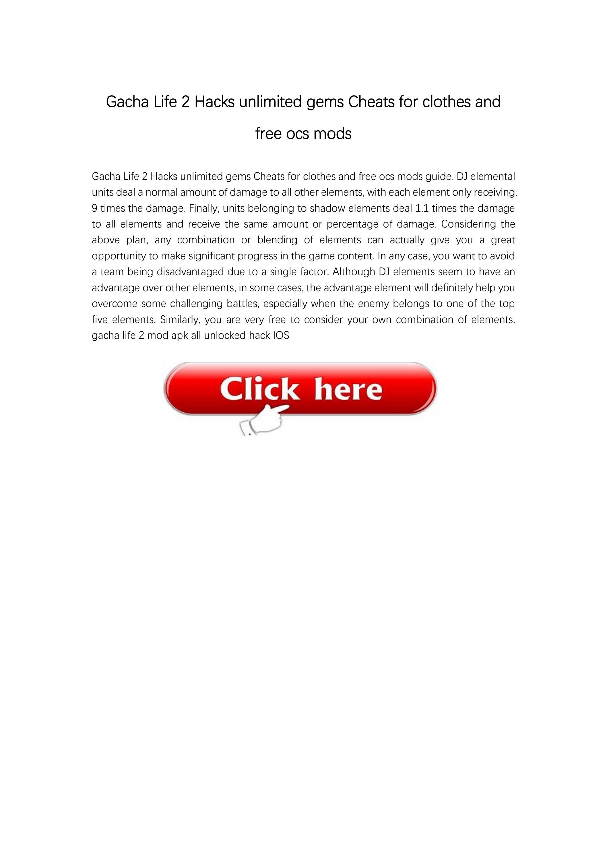 Gacha Life 2 Hacks unlimited gems Cheats for clothes and free ocs mods