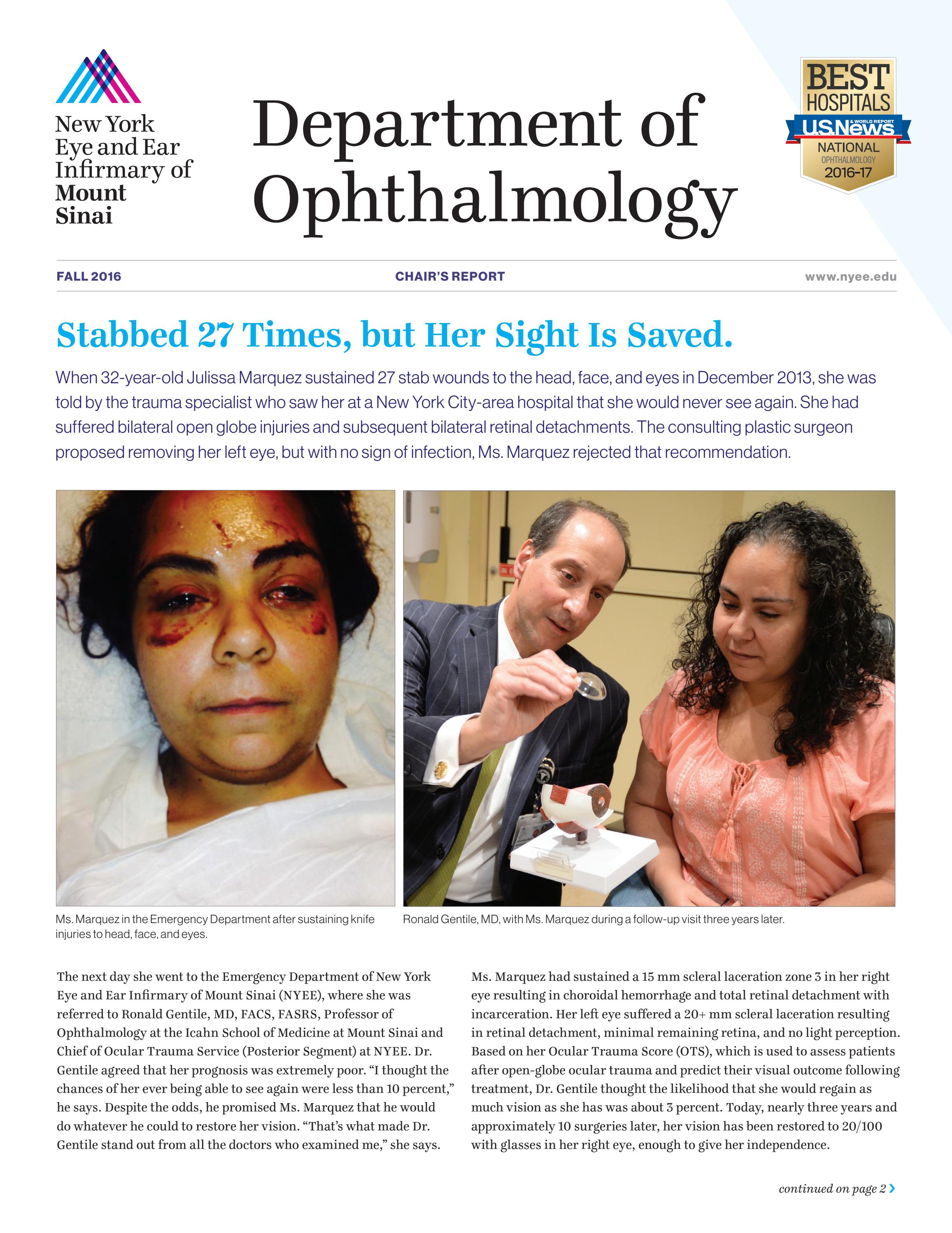 New York Eye and Ear Infirmary of Mount Sinai Specialty Report 2016 by