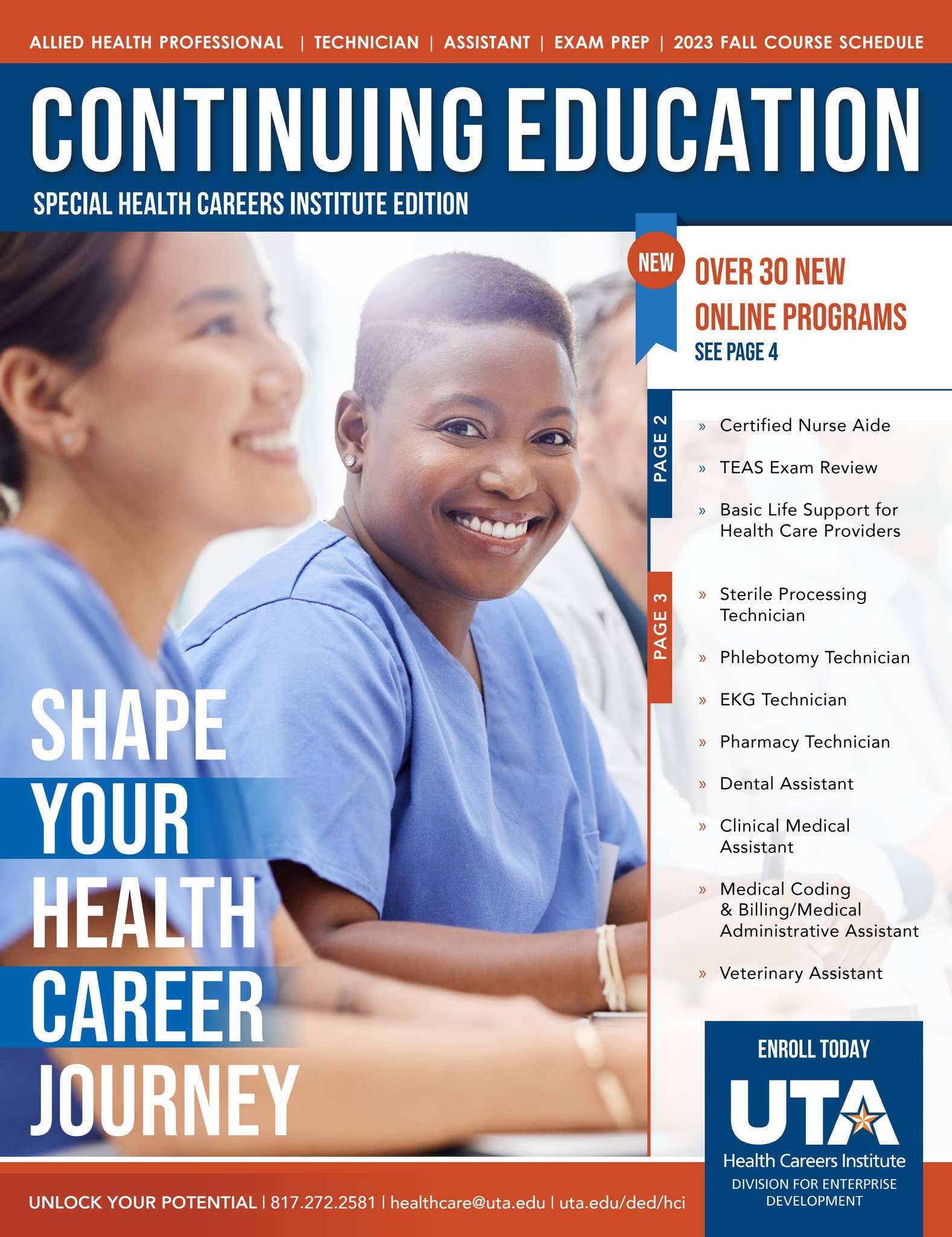 UTA Health Careers Institute 2023 Fall Catalog by UTA_Continuing