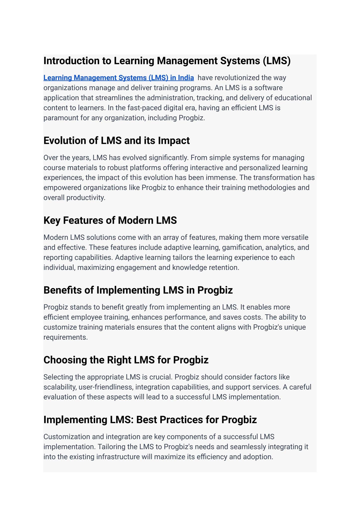 Learning Management System in India | Progbiz by Darshanramesh12 - Issuu
