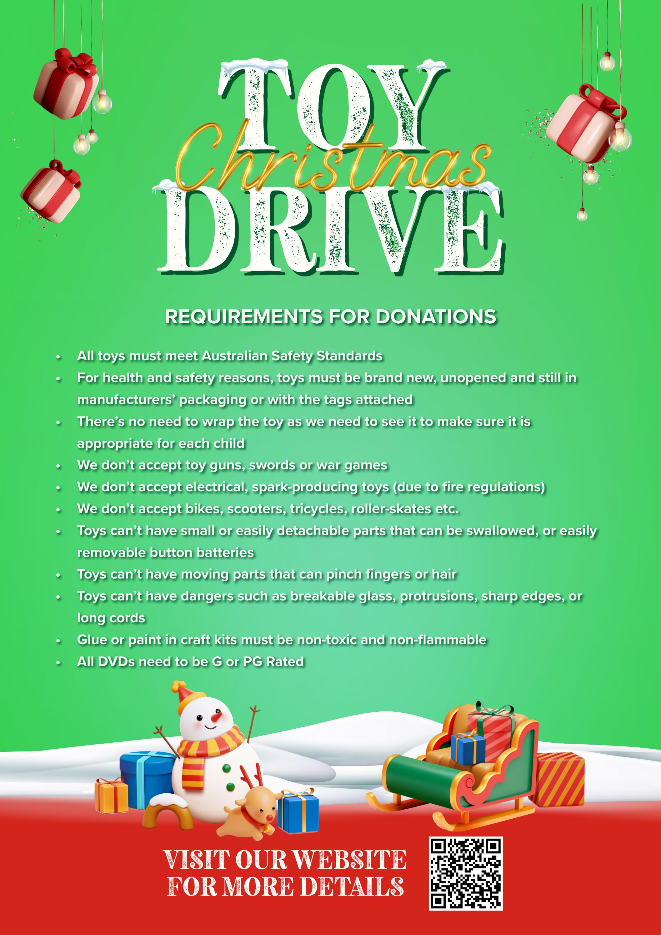 BSC Christmas Toy Drive Requirements for Donations. by Bankstown