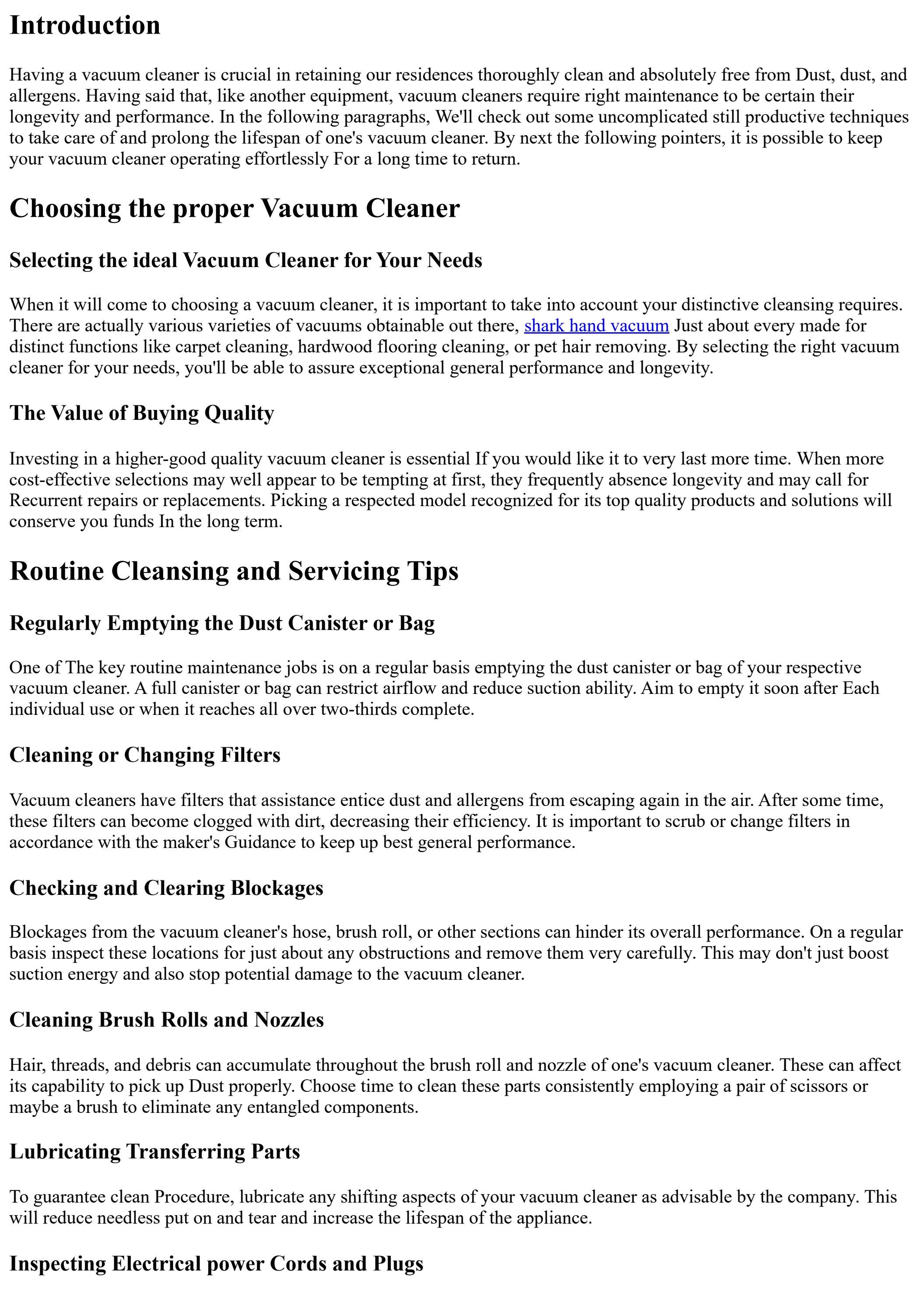 How to Maintain and Increase the Lifespan of the Vacuum Cleaner by