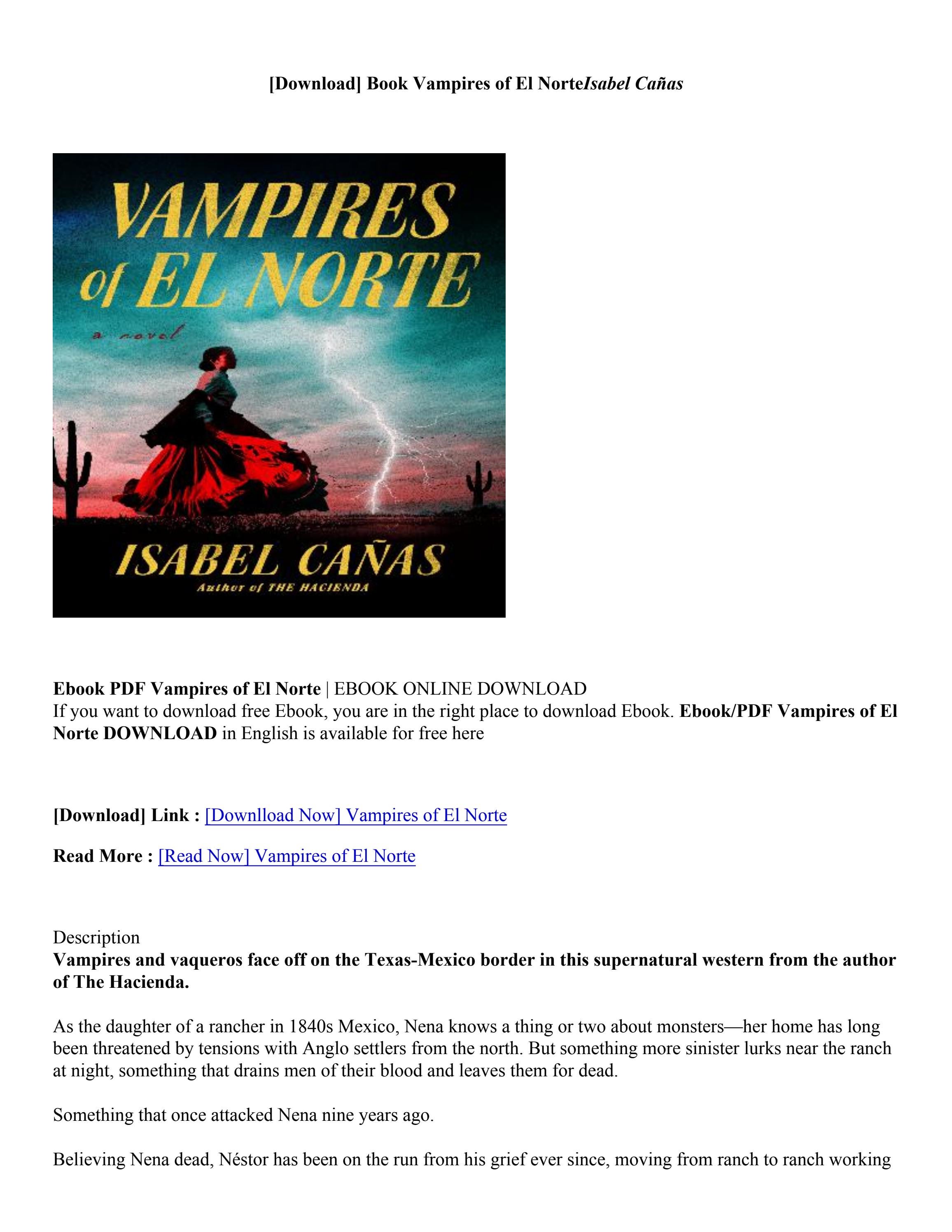 Download PDF/Epub Vampires of El Norte By Isabel Cañas by