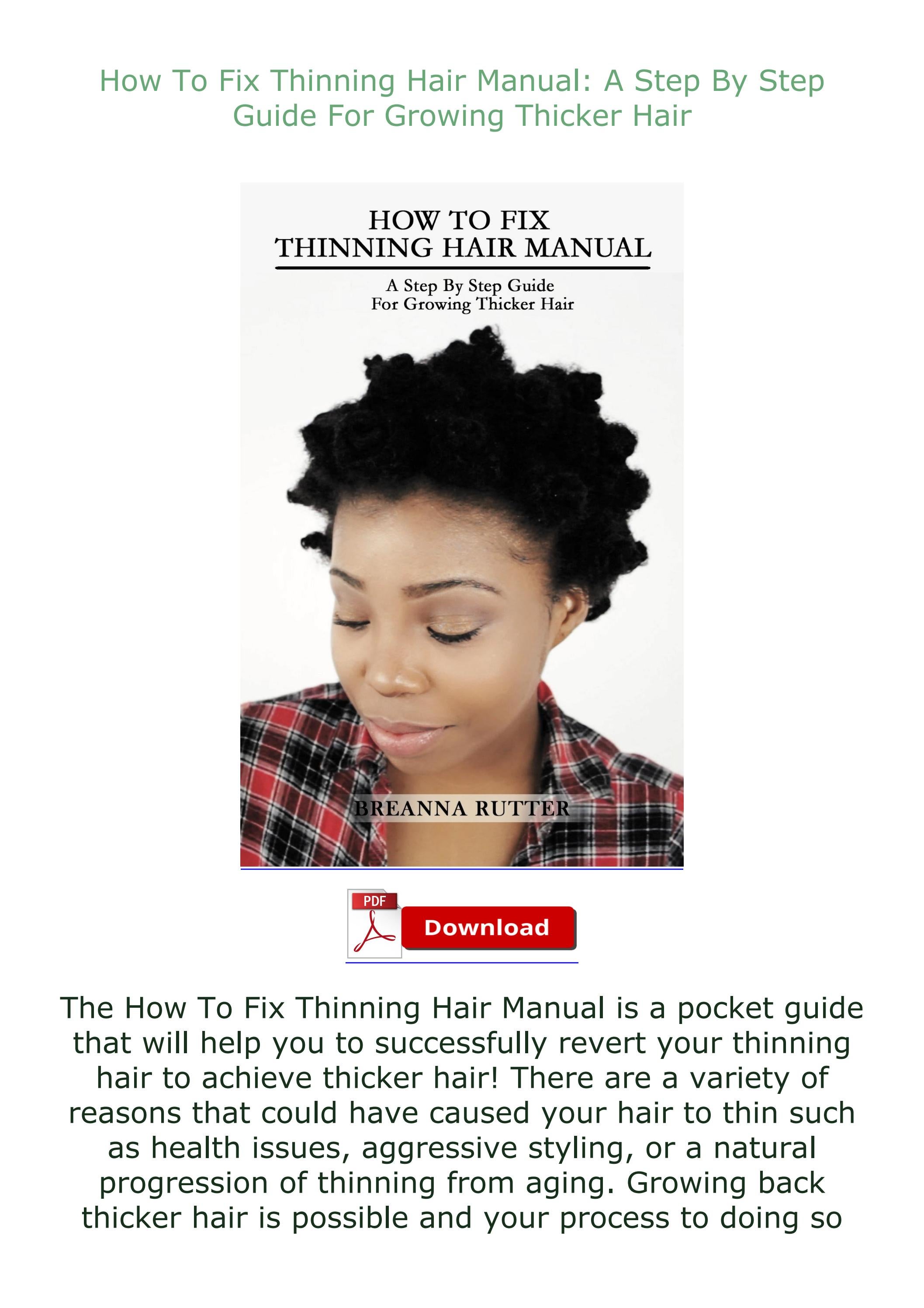EBOOK (READ) How To Fix Thinning Hair Manual A Step By Step Guide For Growing T by smphaengbup