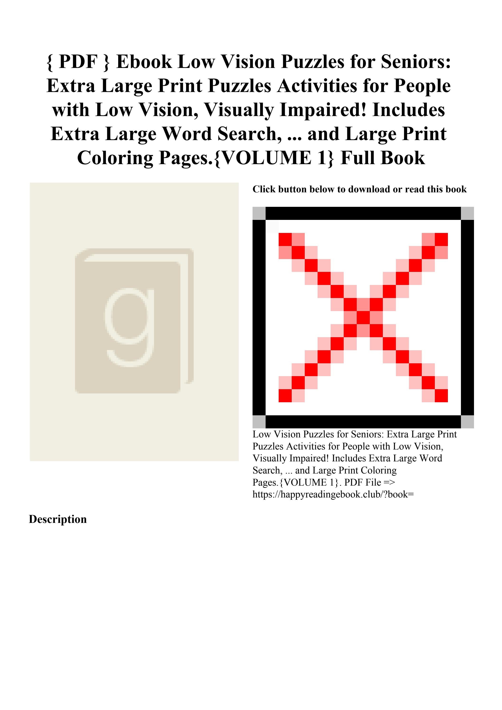 { PDF } Ebook Low Vision Puzzles for Seniors Extra Large Print Puzzles