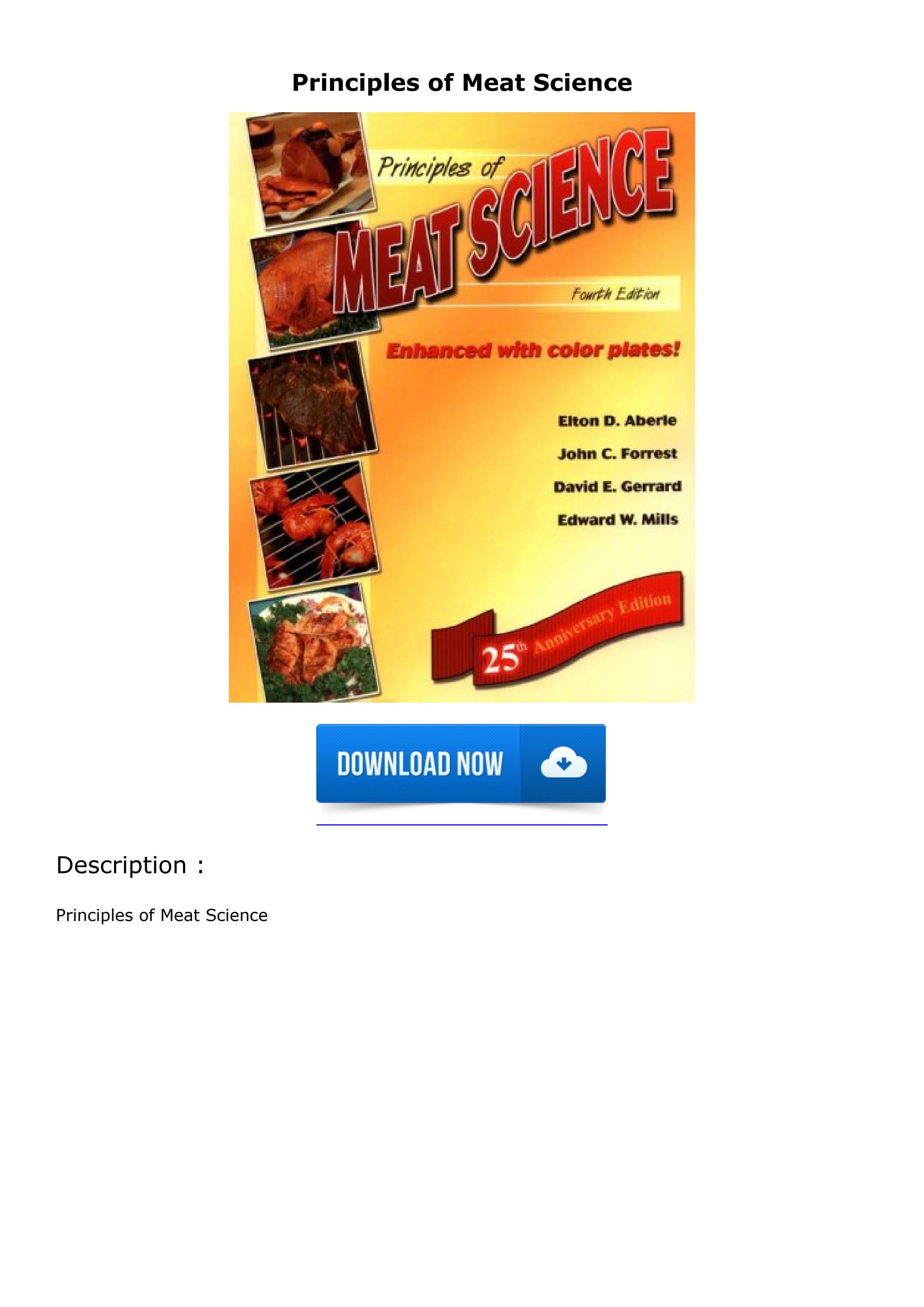 READ/DOWNLOAD Principles of Meat Science free by edensloanasd Issuu