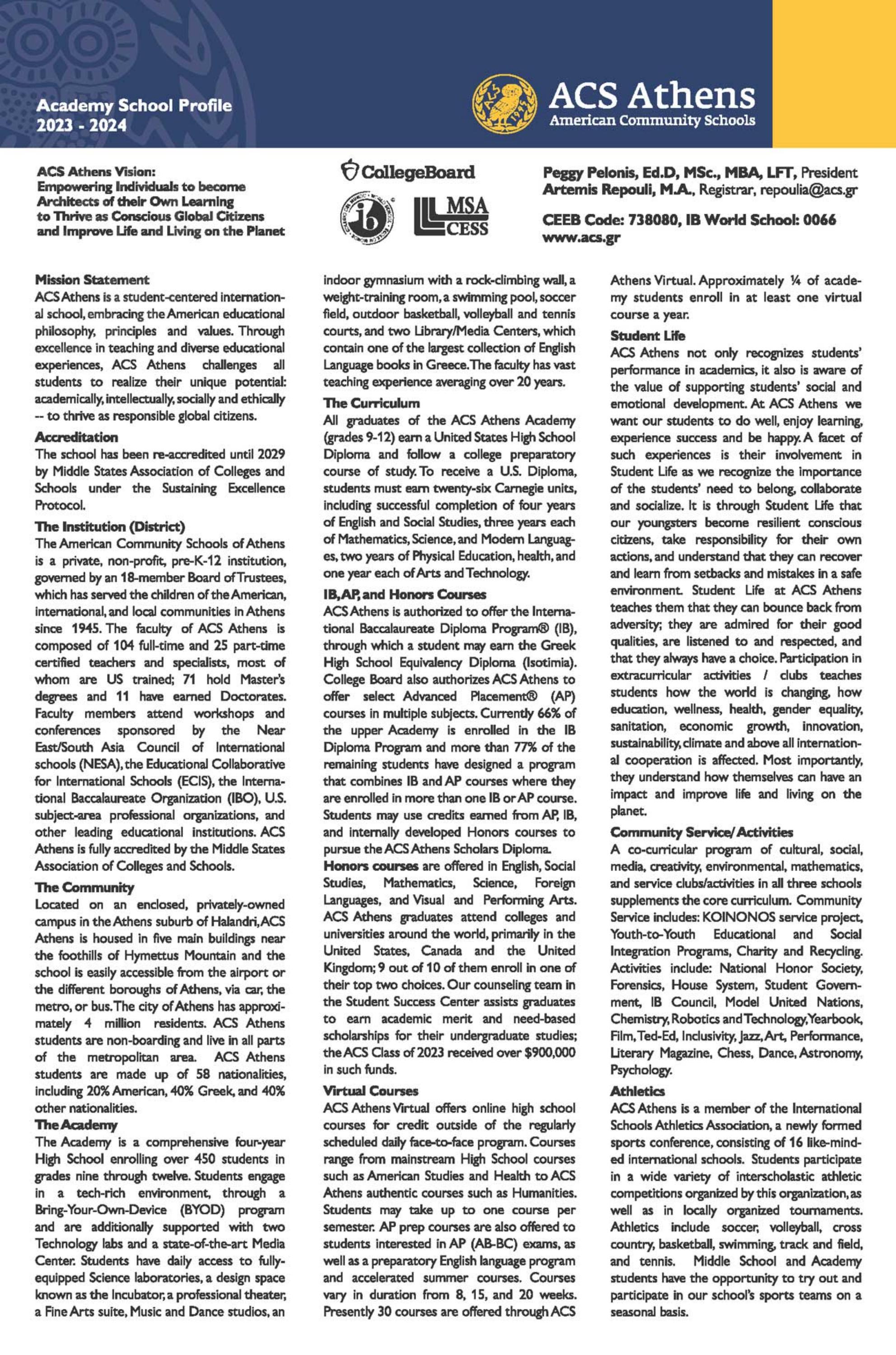 ACS Athens School Profile 2023-2024 by ACS Athens - Issuu