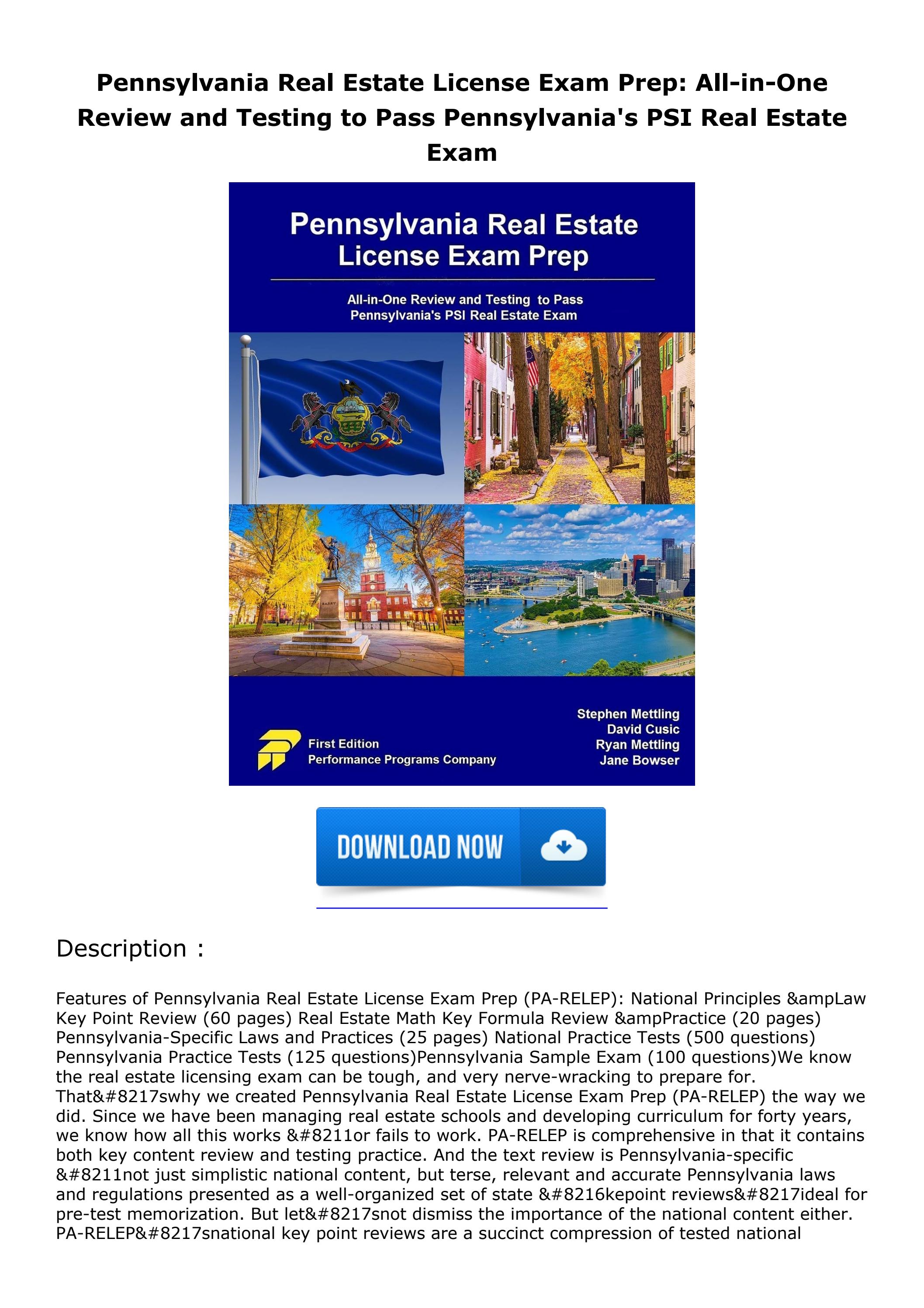 DOWNLOAD [PDF] Pennsylvania Real Estate License Exam Prep AllinOne