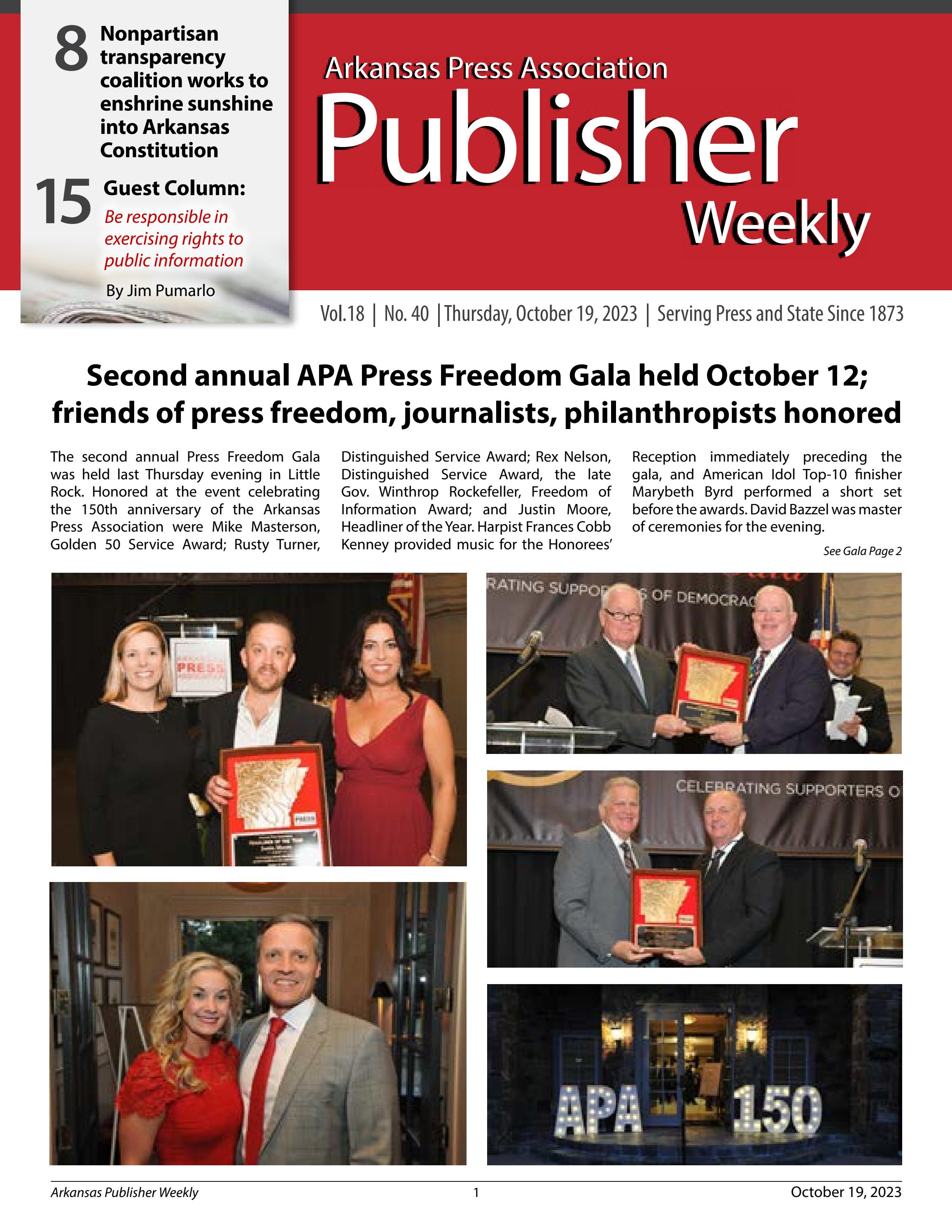 Arkansas Publisher Weekly October 19, 2023 by Arkansas Press