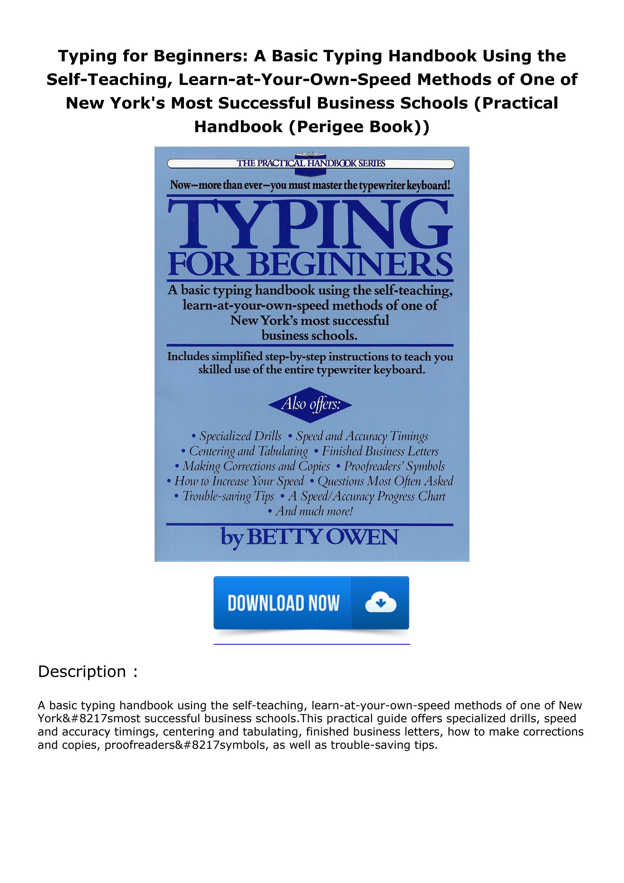 [PDF] DOWNLOAD EBOOK Typing for Beginners A Basic Typing Handbook