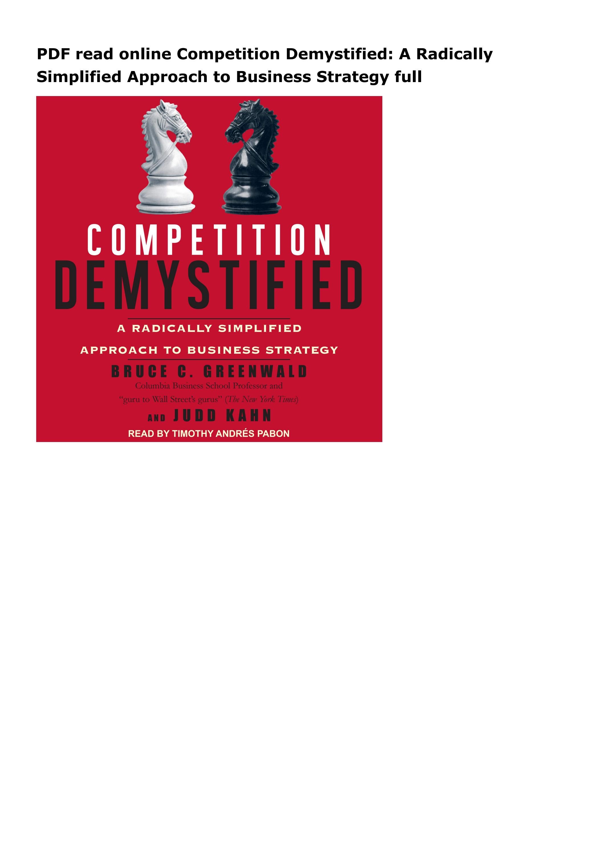 Download Competition Demystified A Radically Simplified Approach to