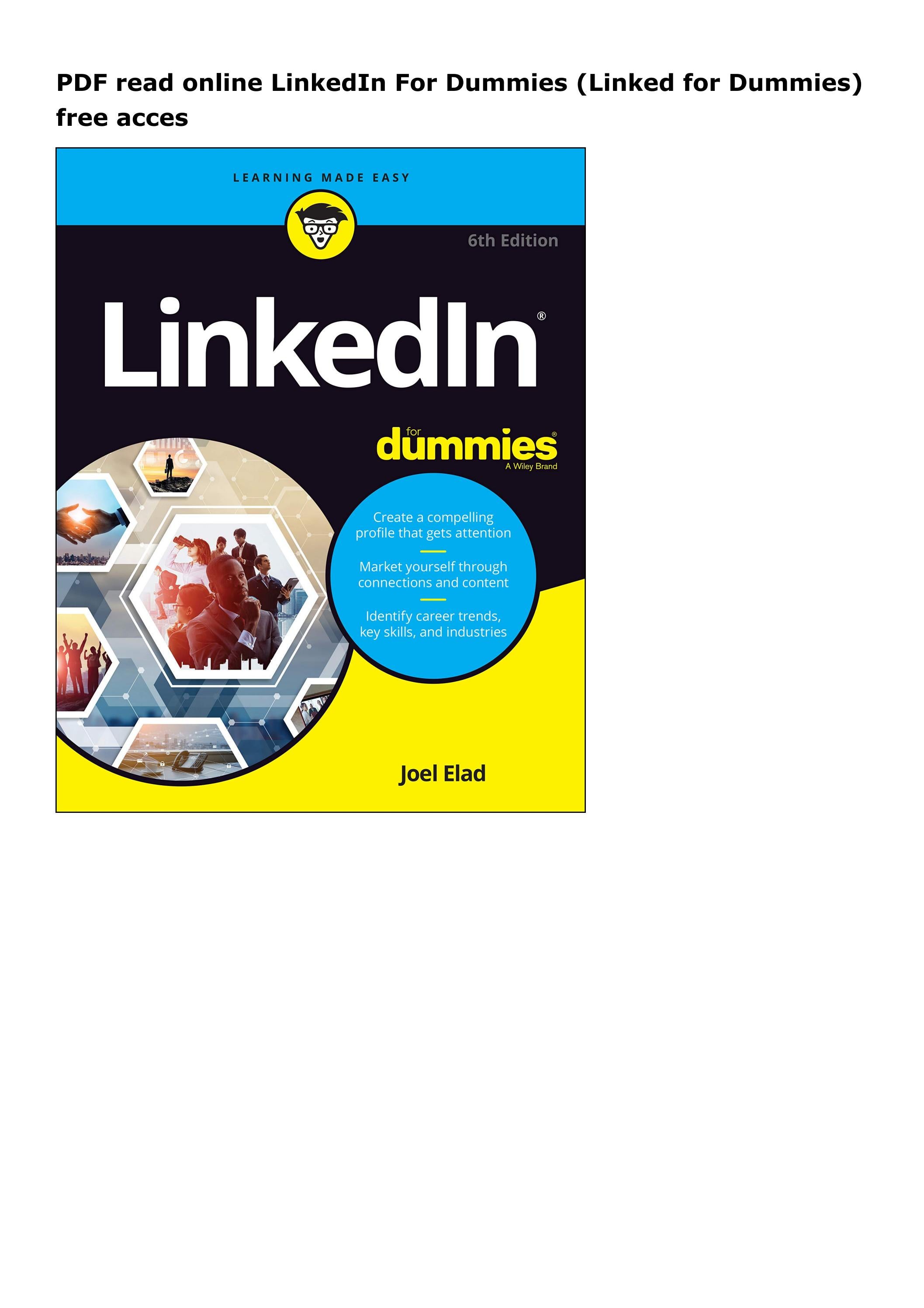 PDF read online LinkedIn For Dummies (Linked for Dummies) free acces by
