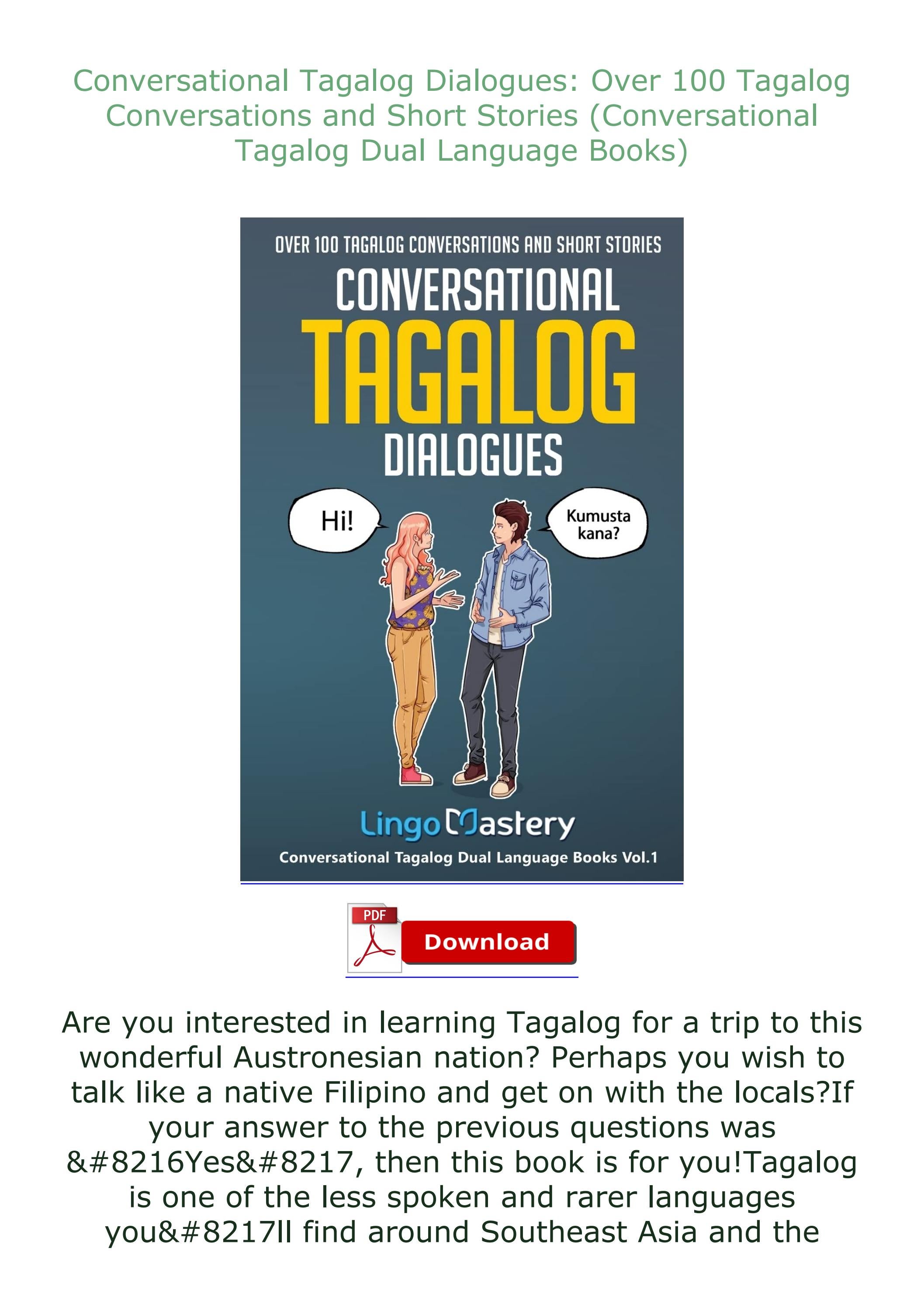 EBOOK (READ) Conversational Tagalog Dialogues Over 100 Tagalog