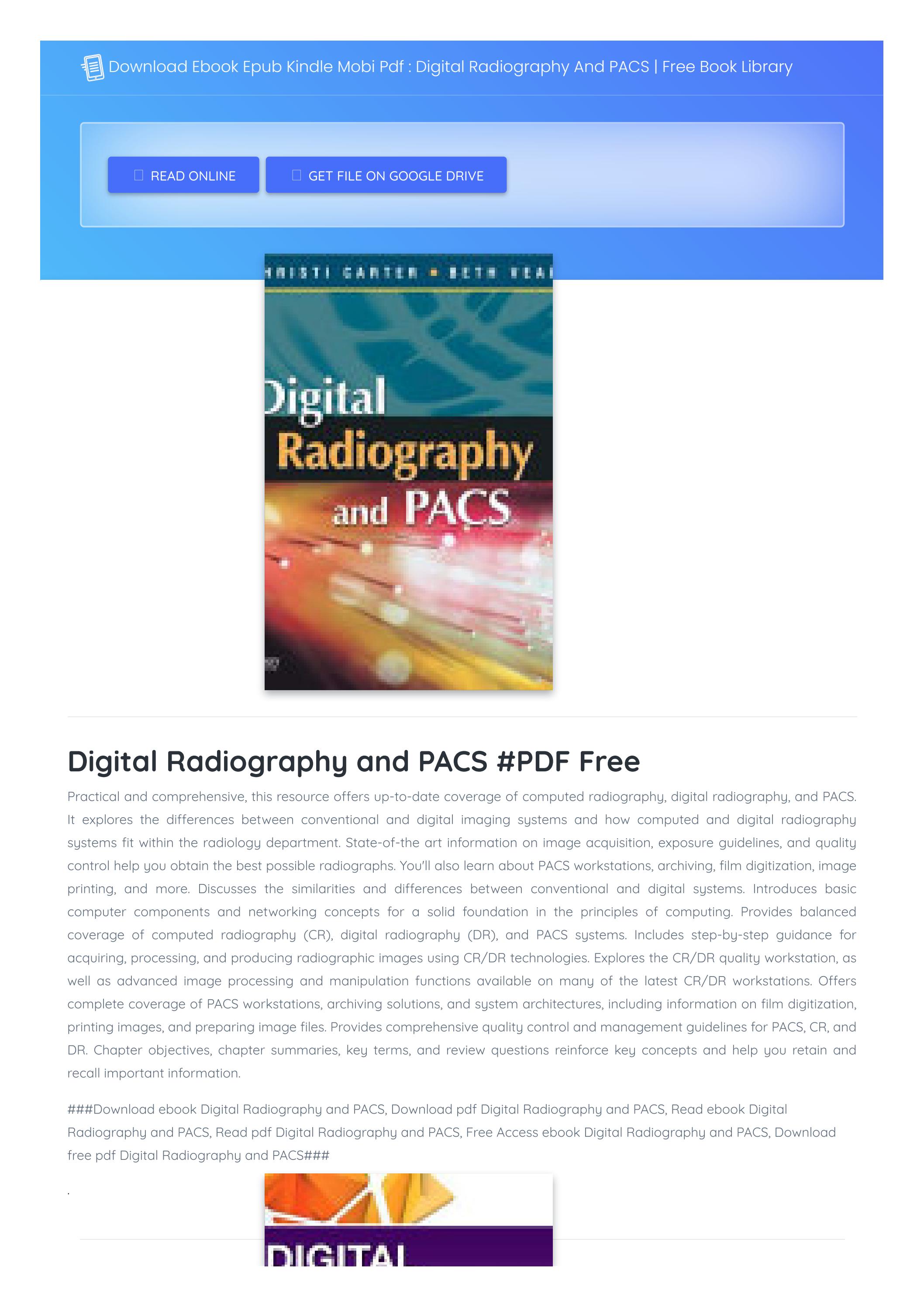 DIGITAL RADIOGRAPHY AND PACS_0323044441
