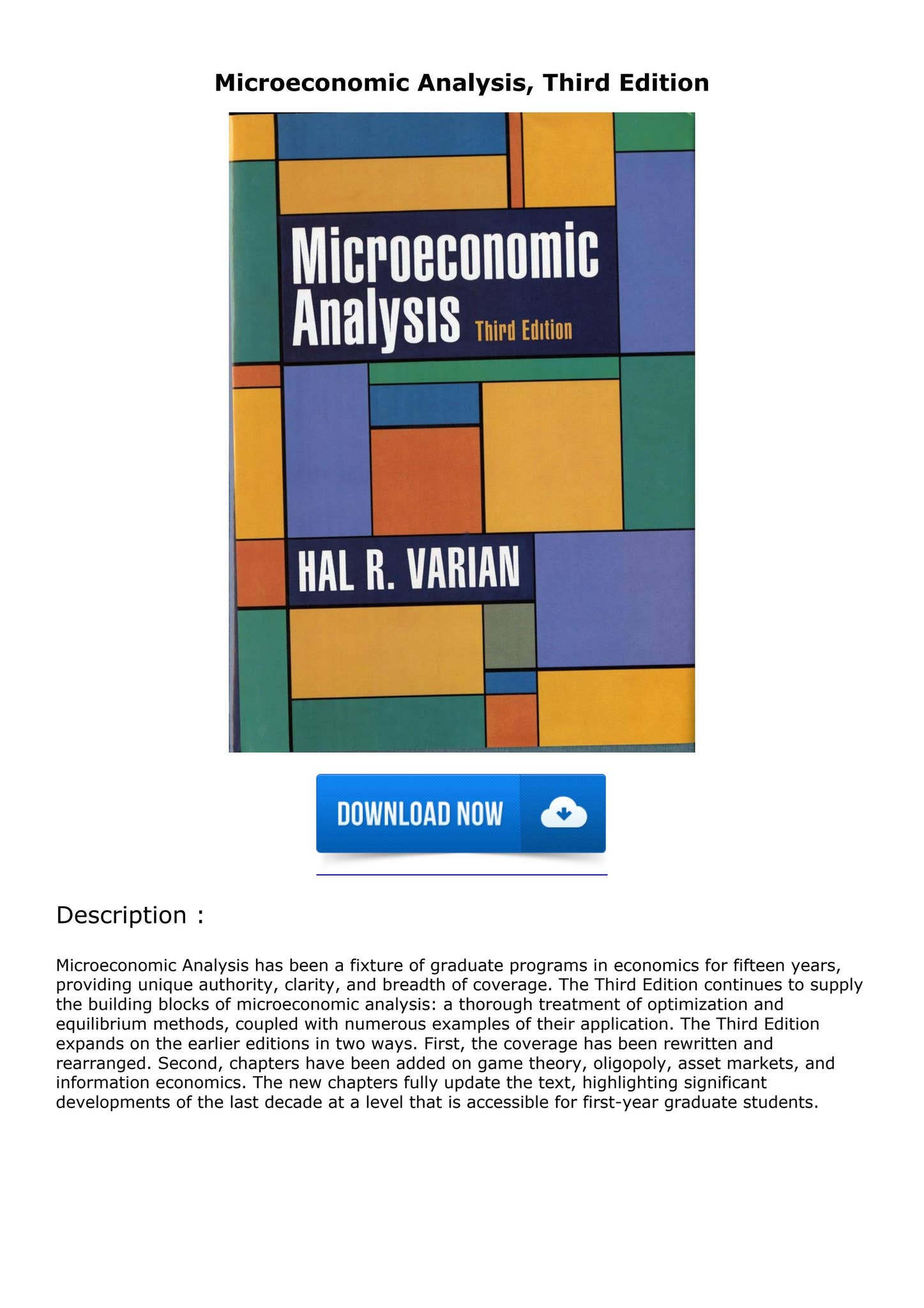 [PDF] DOWNLOAD FREE Microeconomic Analysis, Third Edition ebooks by ...