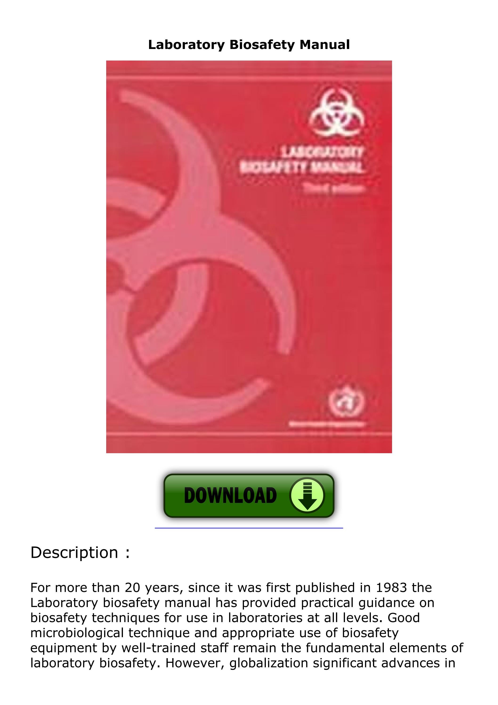 [PDF READ ONLINE] Laboratory Biosafety Manual by kimberlymorrmr Issuu
