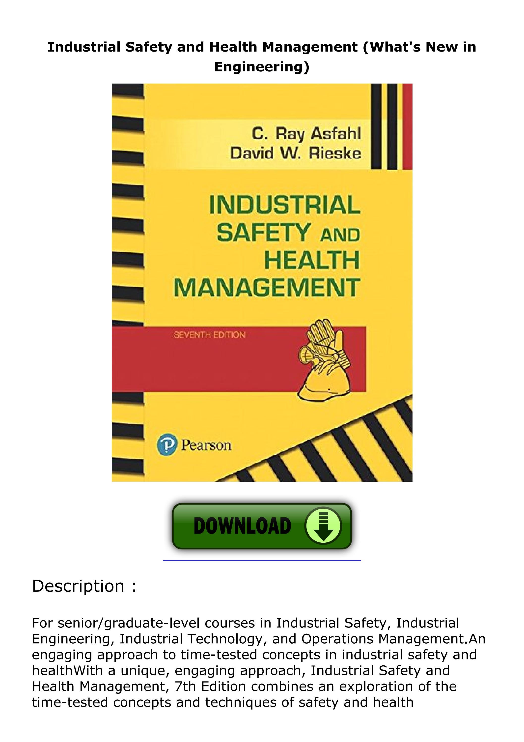 [PDF] DOWNLOAD Industrial Safety and Health Management (What's New in