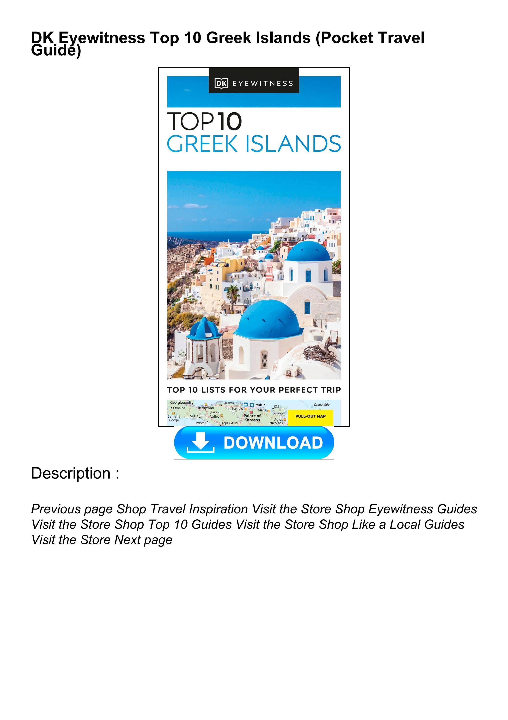 DK Eyewitness Travel Guide: Greek Islands – Paperback By Marc Dubin
