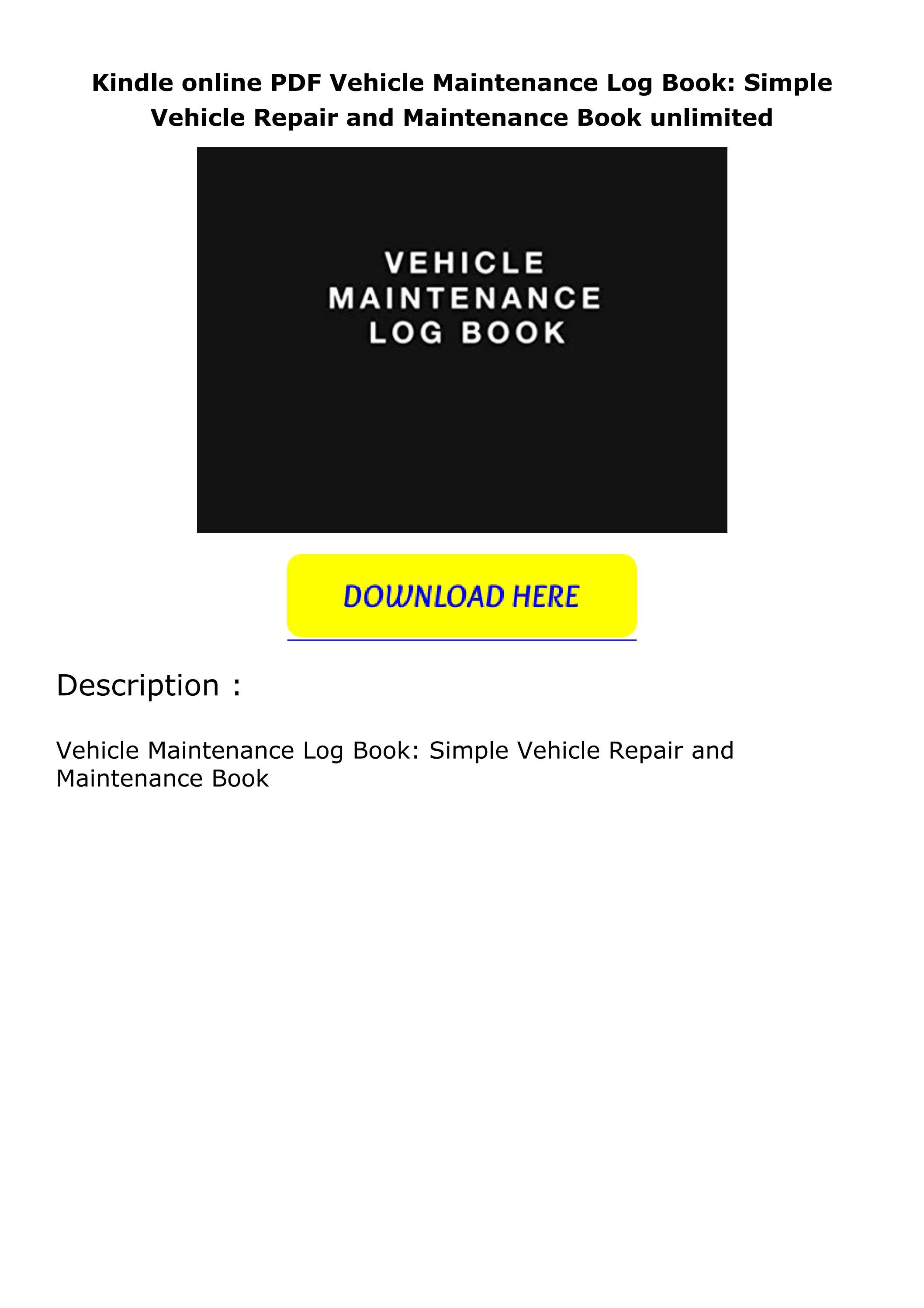 Kindle online PDF Vehicle Maintenance Log Book Simple Vehicle Repair and Maintenance Book