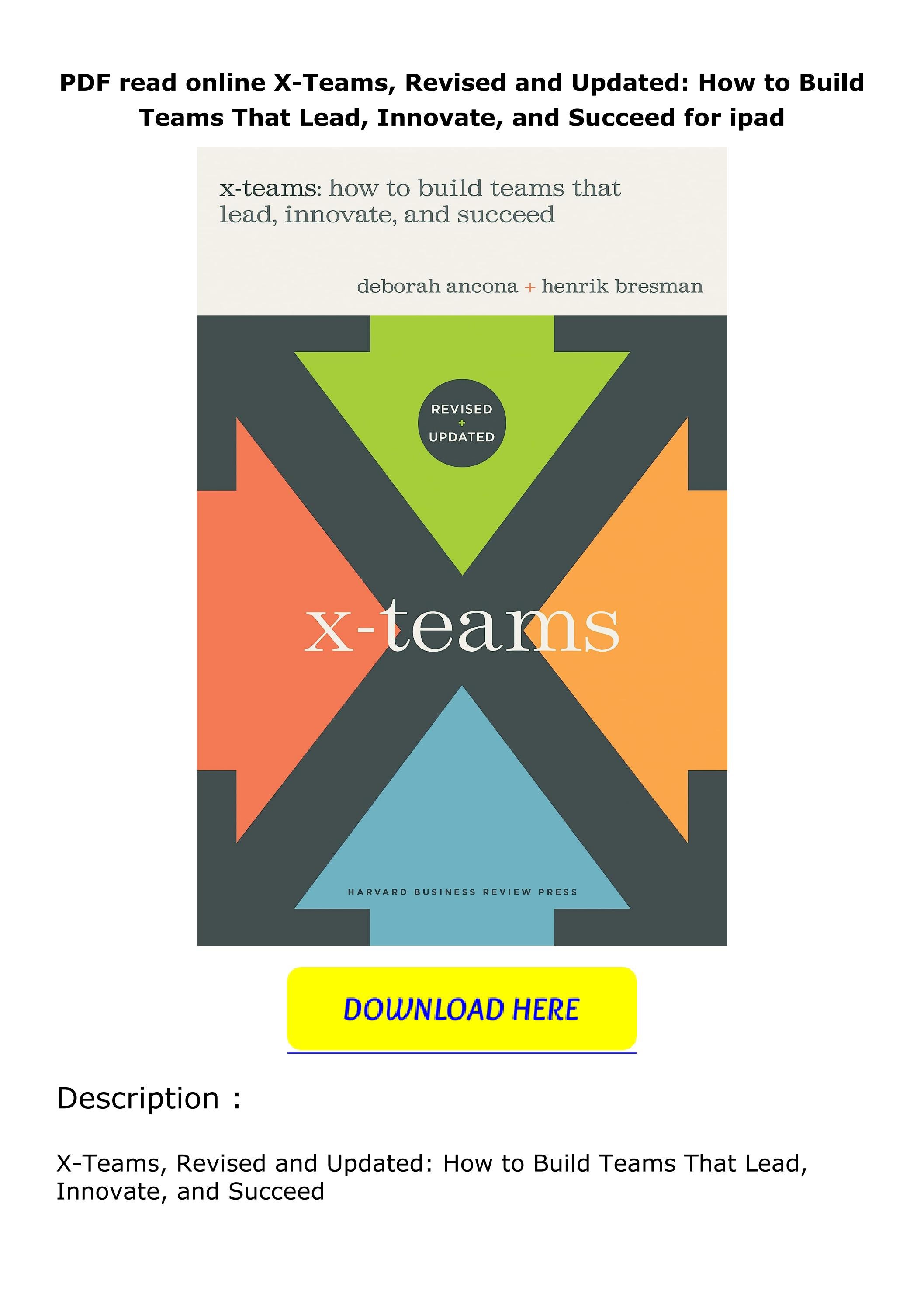PDF read online X-Teams, Revised and Updated: How to Build Teams That ...