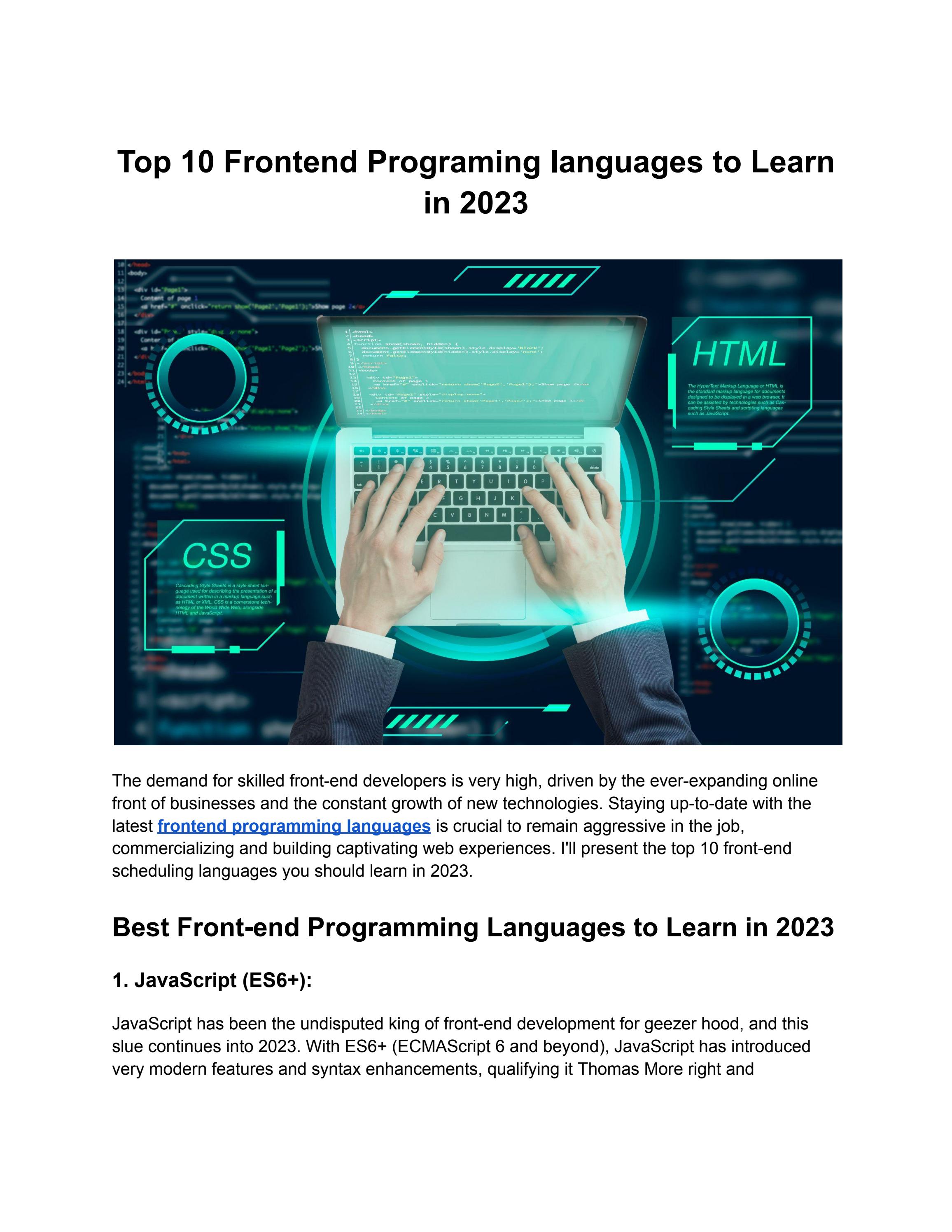 Top 10 Frontend Programming languages to Learn in 2023 by ...