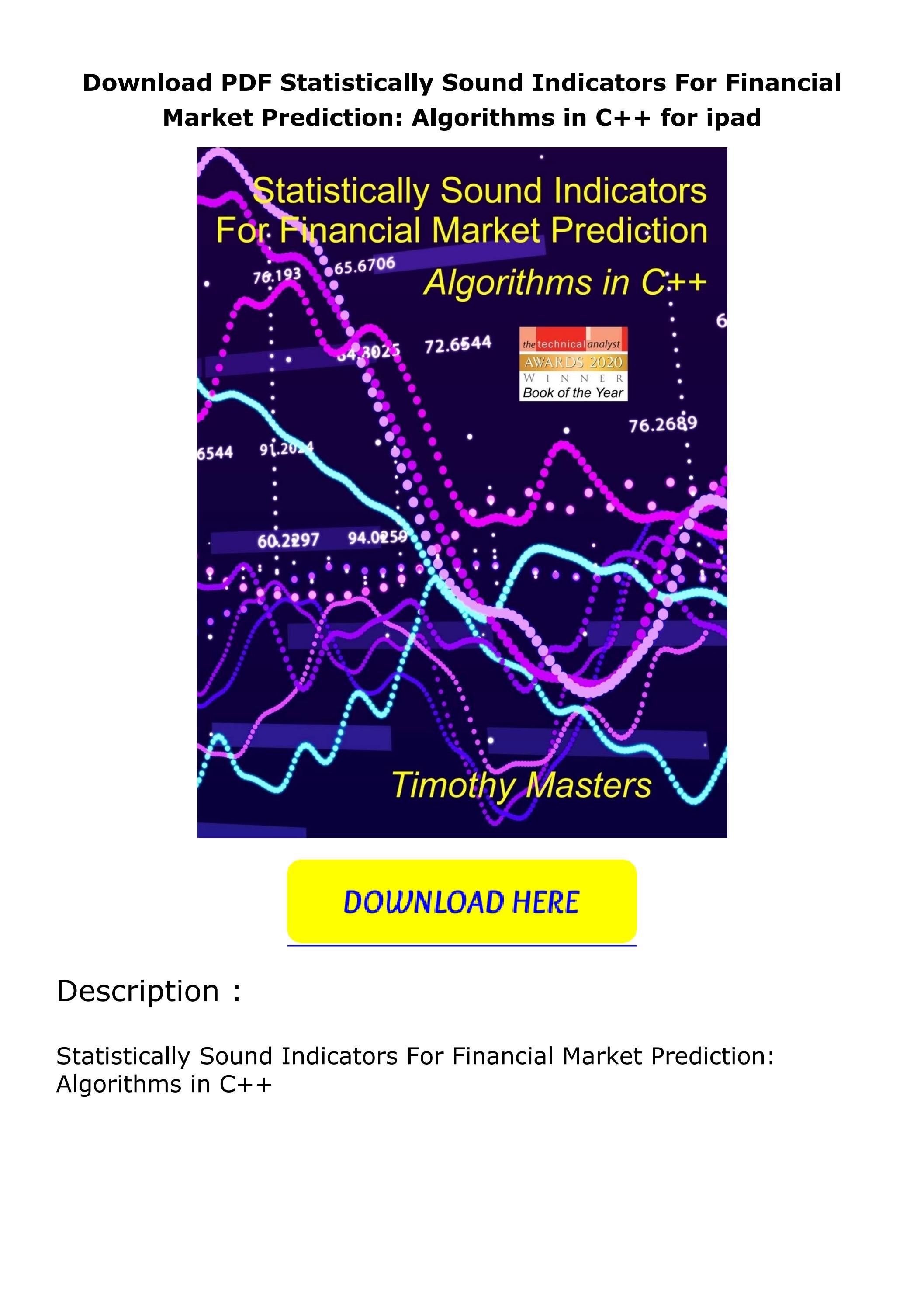 Download PDF Statistically Sound Indicators For Financial Market
