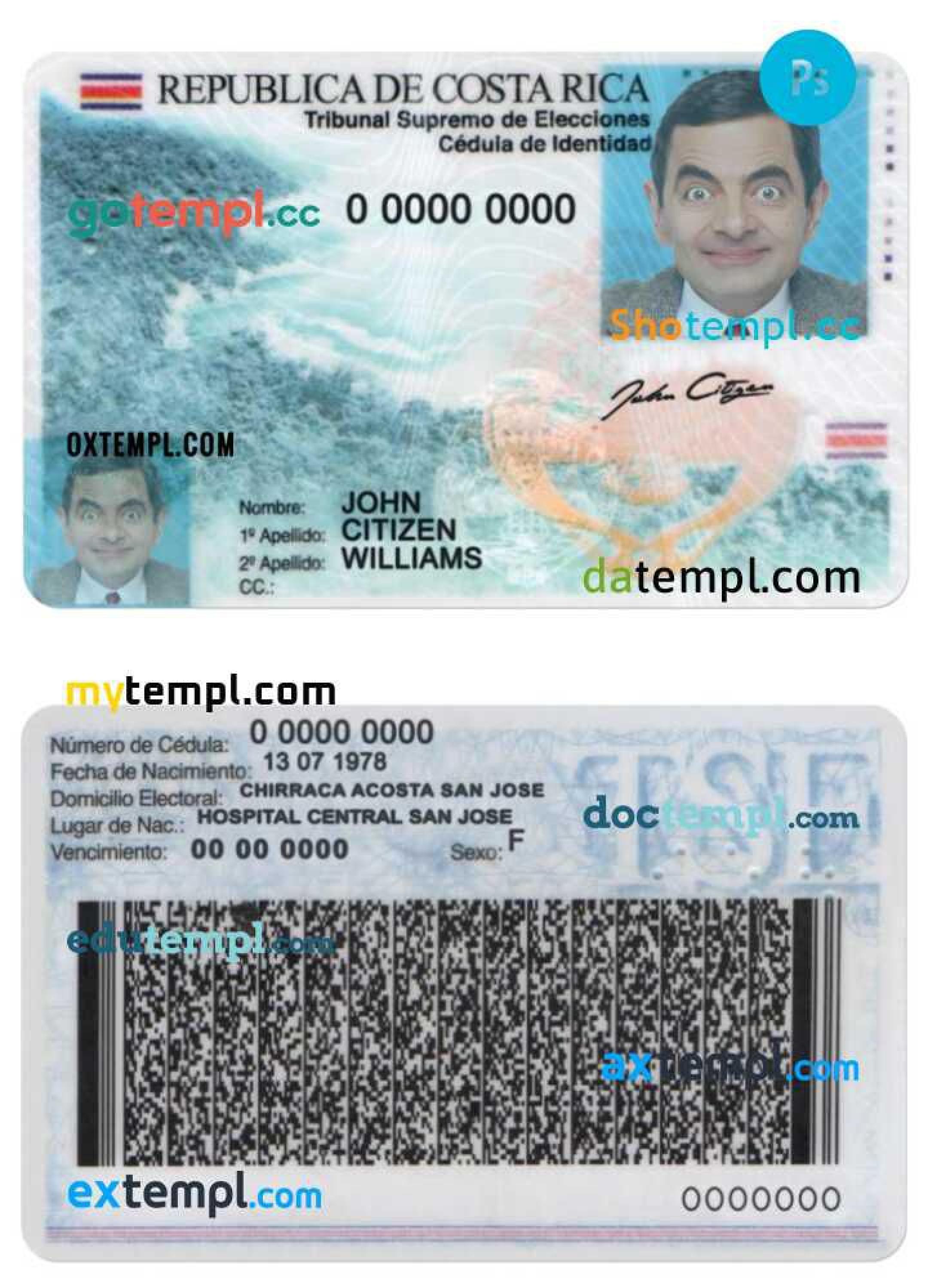 Costa Rica Id Card Sample Costa Rica Id Card Sample