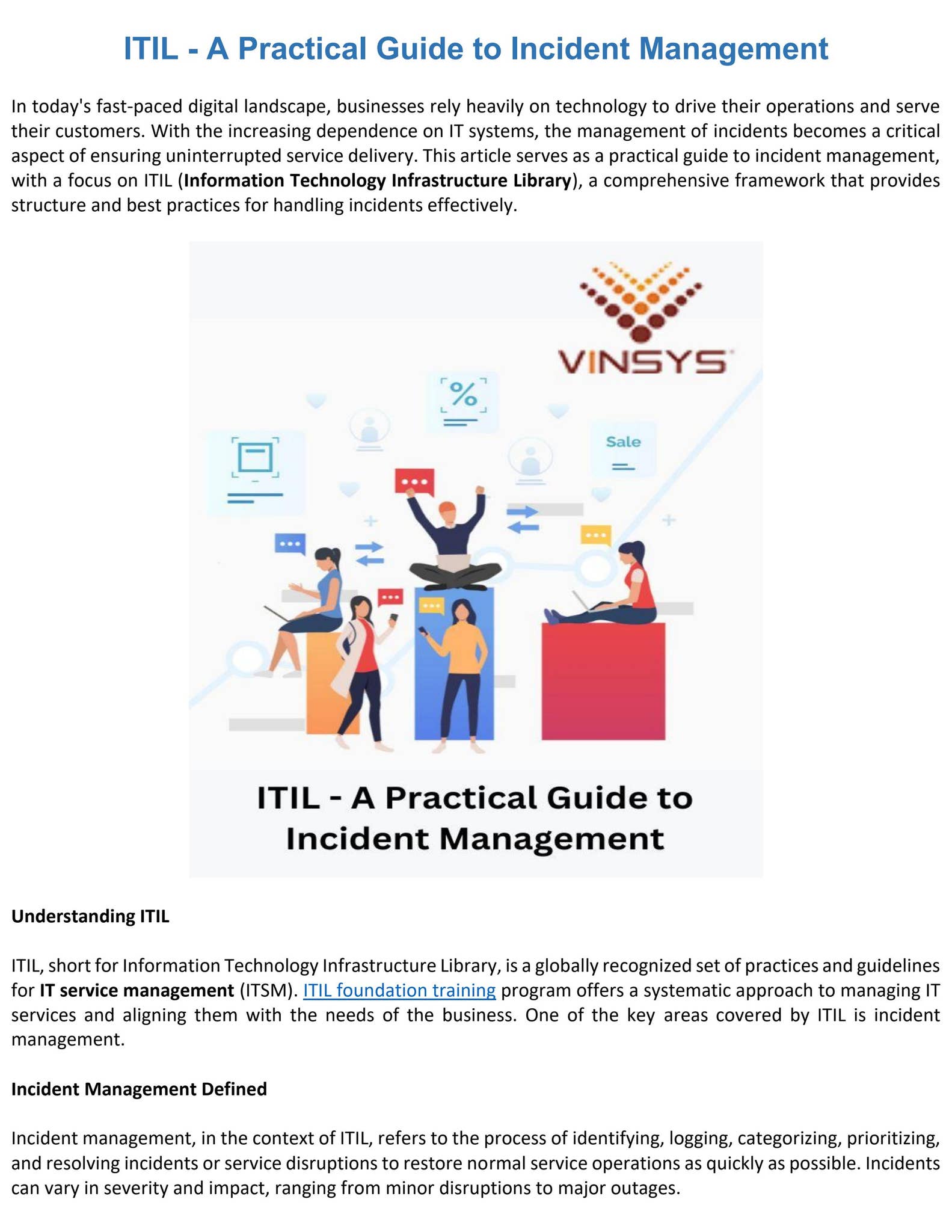 ITIL - A Practical Guide to Incident Management by Vinsys IT